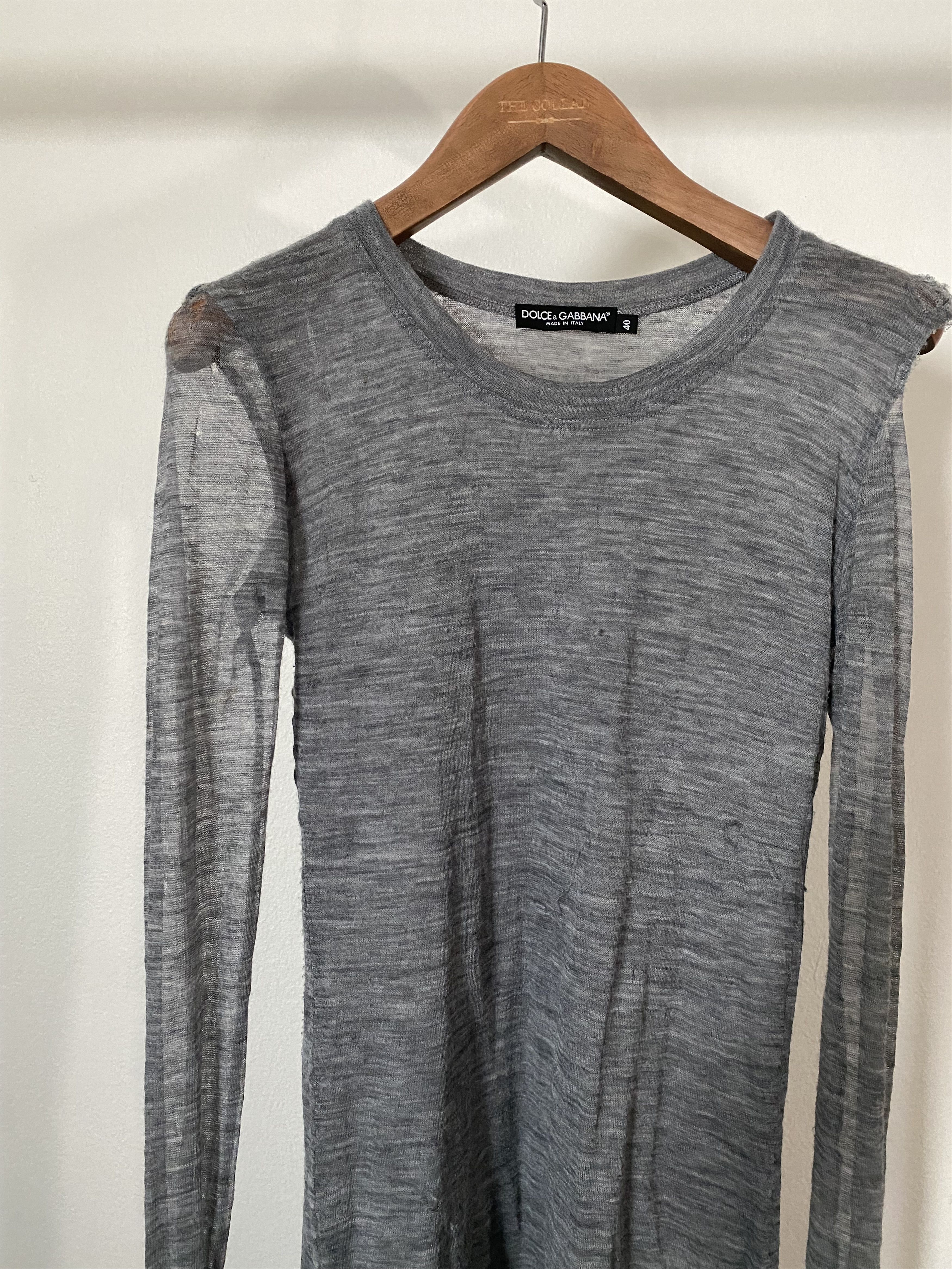 Distressed Extra long sleeve knit ribbed, view 2