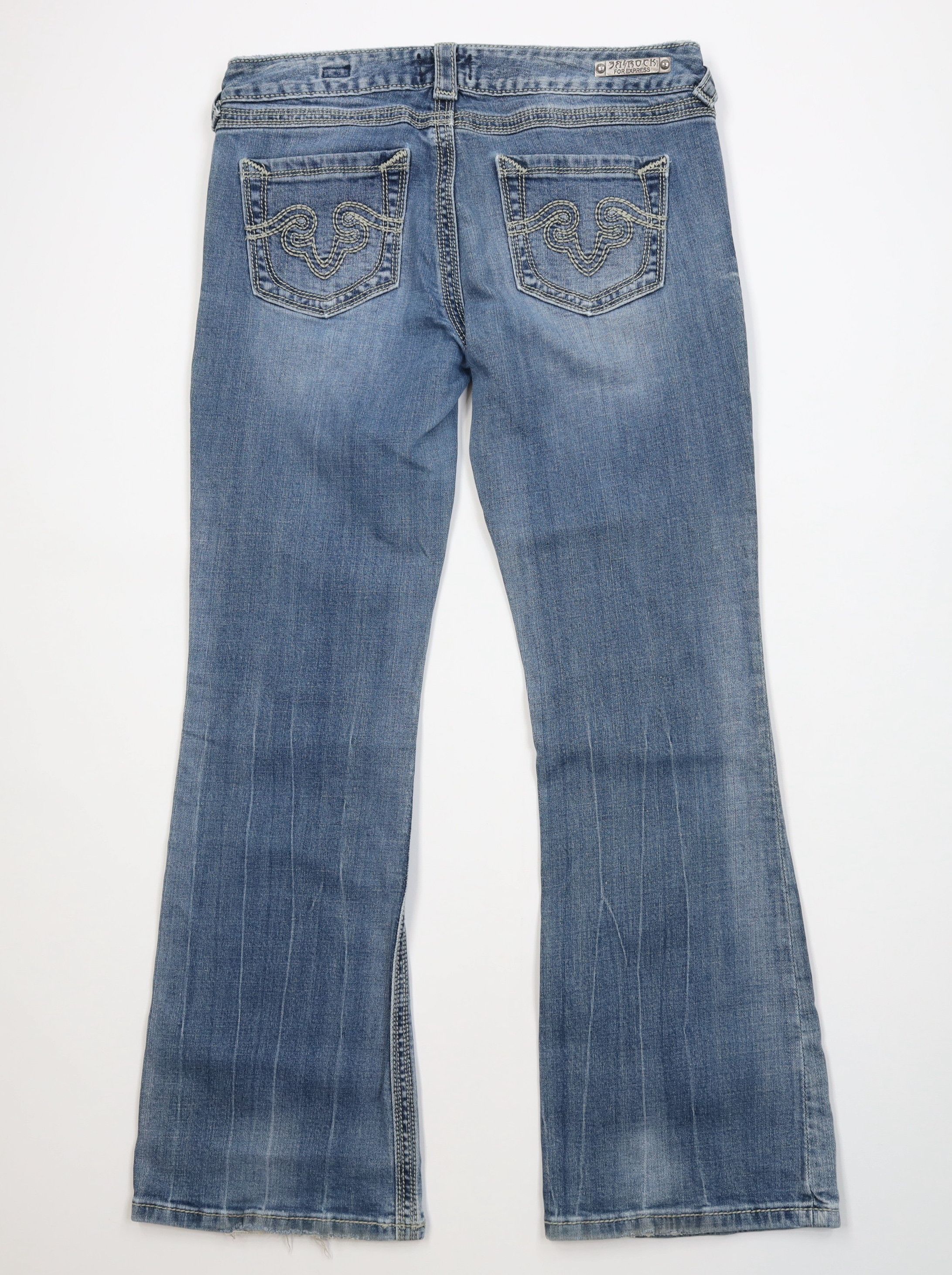 Express Y2K Express ReRock Stitch Flared Boot Cut Denim Jeans Blue Size 30" / US 8 / IT 44 - 11 Thumbnail