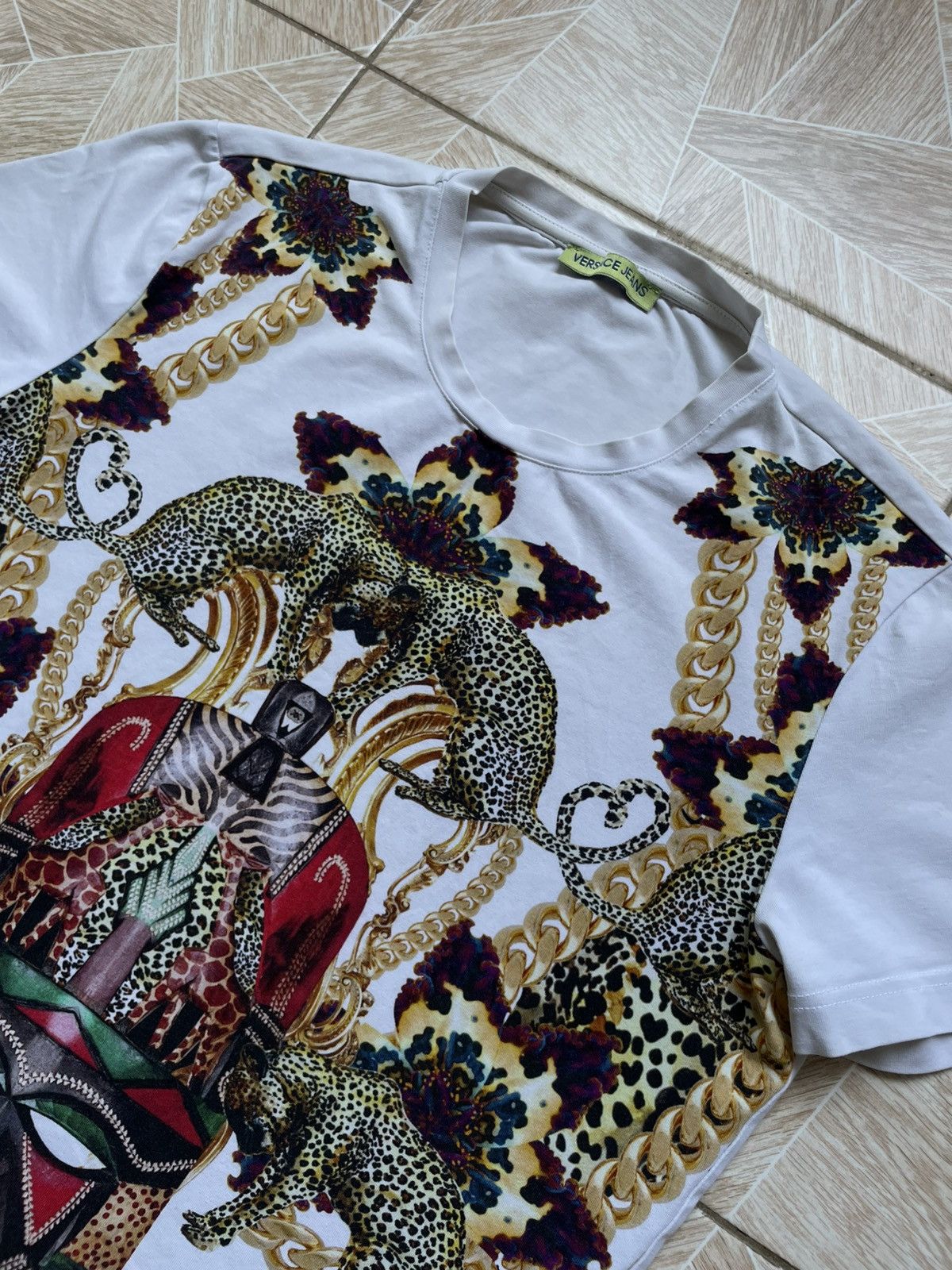 Versace Italy Designer Versace Jeans Barocco Leopard Print Tee S Size US S / EU 44-46 / 1 - 2 Thumbnail