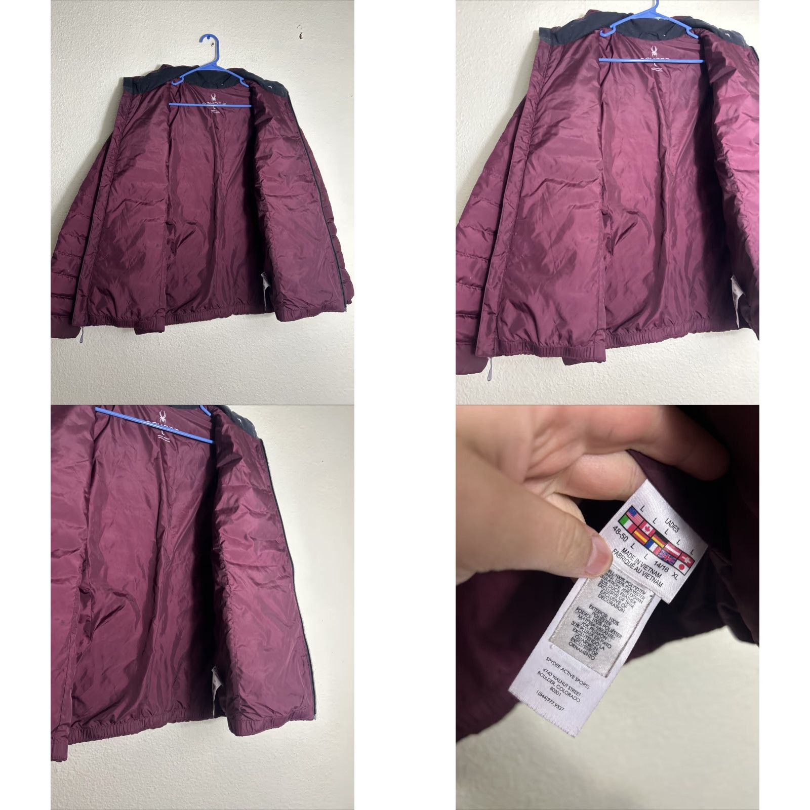 Spyder Spyder Jacket Women Puffer Down Burgundy Full Zip Pockets L Regular Red 162005 Size L / US 10 / IT 46 - 9 Thumbnail