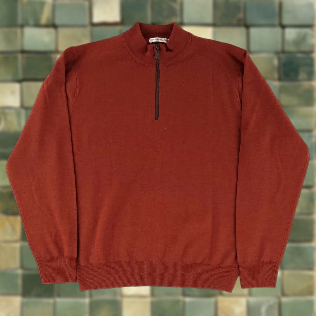 Peter Millar **Peter Millar Red Rust 1/4 Zip Mens Pullover L** User: Peter Millar 100% Merino Wool Red Rust Mens 1/4 Zip Pullover L Size US L / EU 52-54 / 3 - 1 Thumbnail
