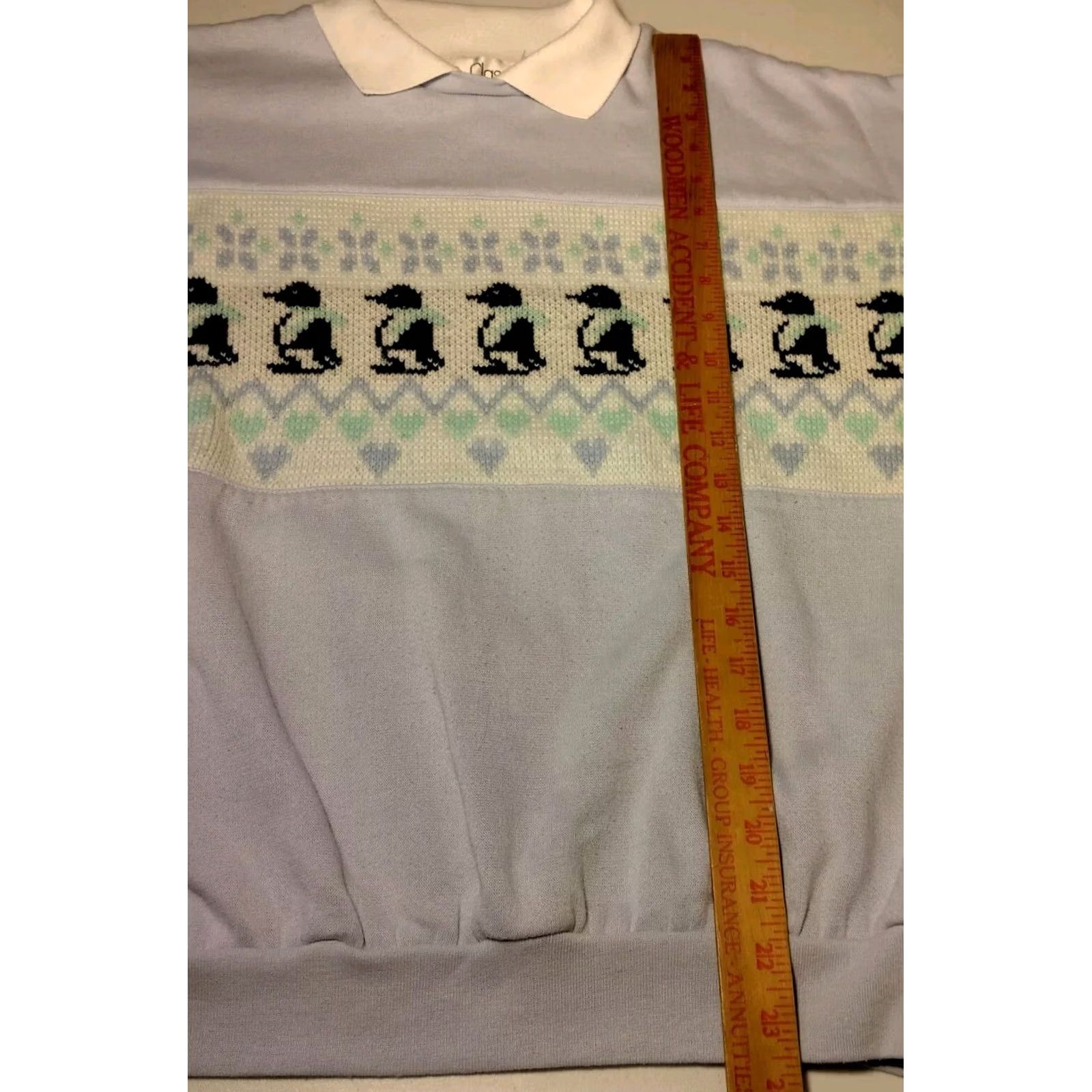 CO The Classics by Eileen & Co. Penguin Sweatshirt Small Blue Collared Vintage Women Size S / US 4 / IT 40 - 4 Thumbnail