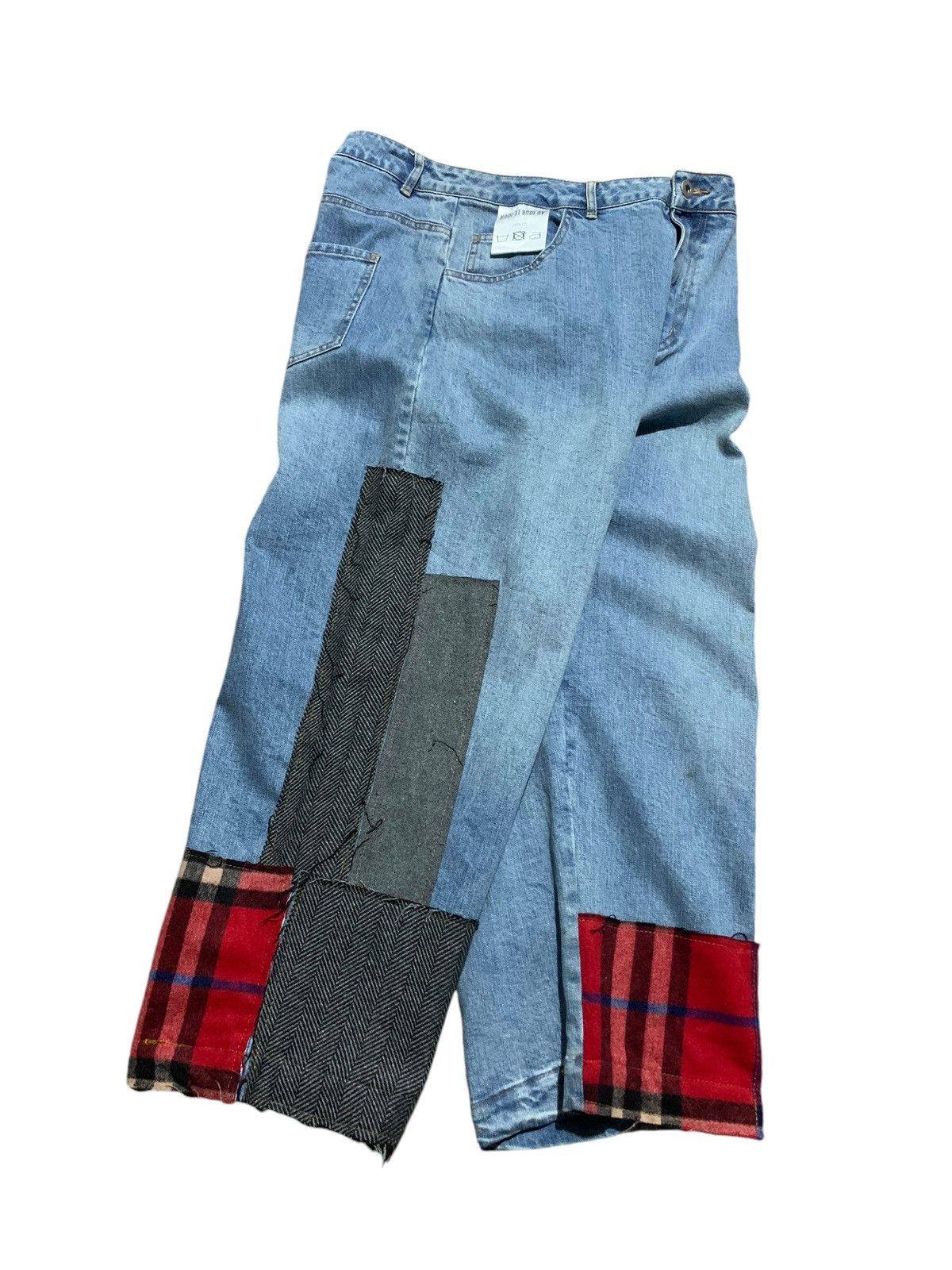 Designer FW18 hybrid patchwork baggy cropped jeans Au Jour Le Jour Size 30" / US 8 / IT 44 - 10 Thumbnail