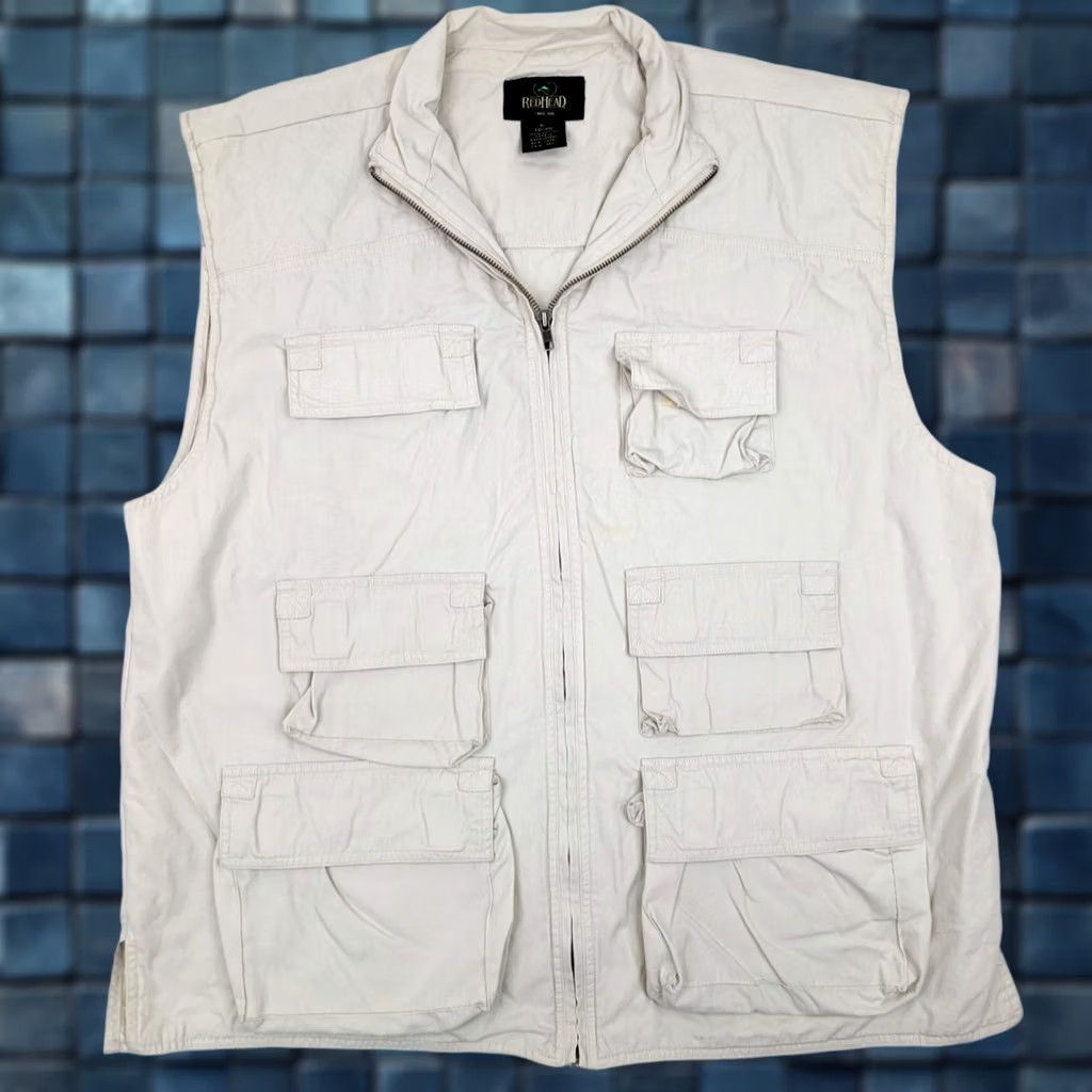 Vintage RedHead Quilted Shoulders Vest Men XL Denim Cotton Multi-Pocket Outdoor Hiking Hunting Warm Casual Autumn Winter Beige XL Mens Size US XL / EU 56 / 4 - 1 Thumbnail