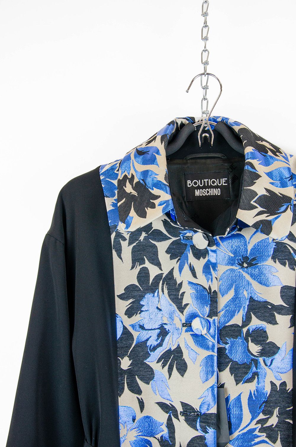 Boutique Moschino Moschino Boutique Floral Coat Black Blue Belted - Size IT44 Size M / US 6-8 / IT 42-44 - 5 Thumbnail