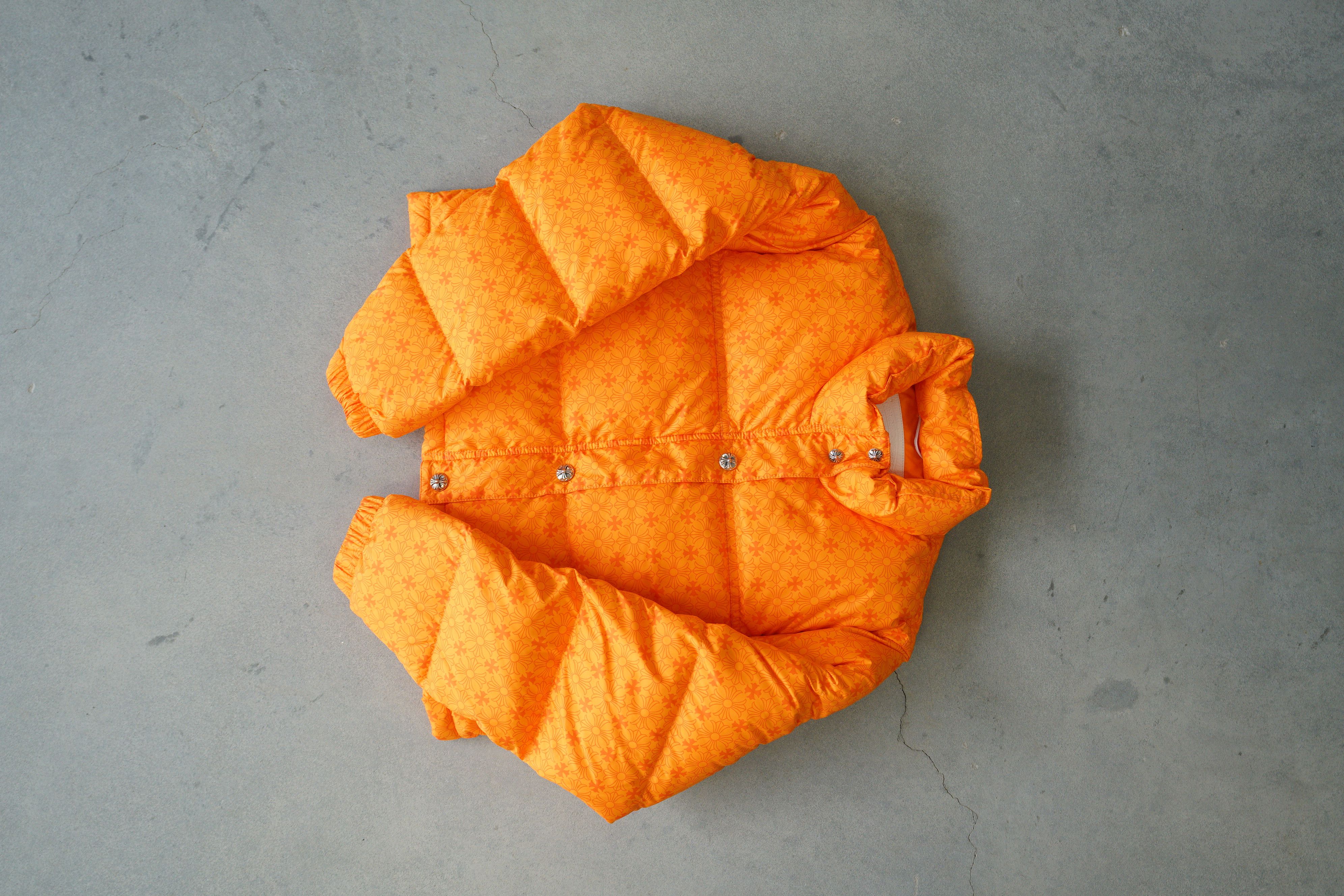 Chrome Hearts Orange Monogram Cropped Puffer Down Jacket L