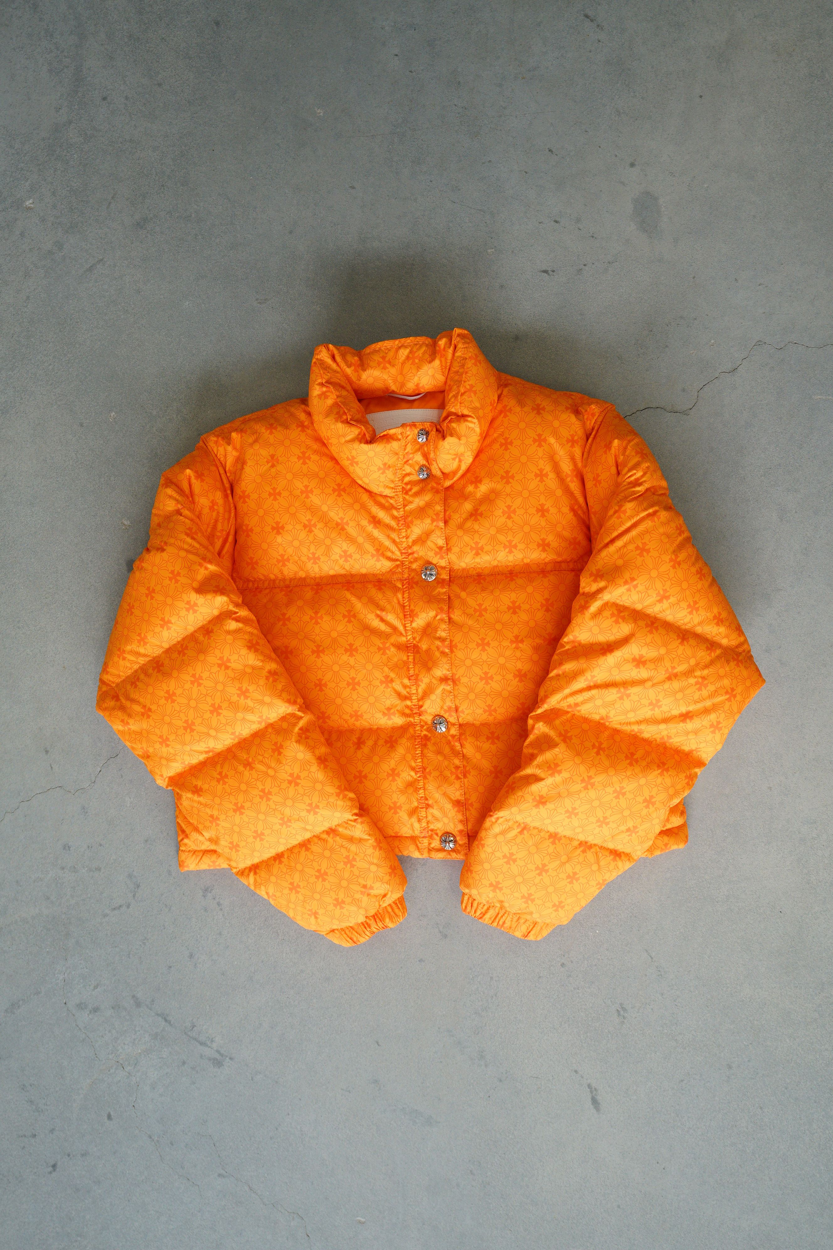 Chrome Hearts Orange Monogram Cropped Puffer Down Jacket - L