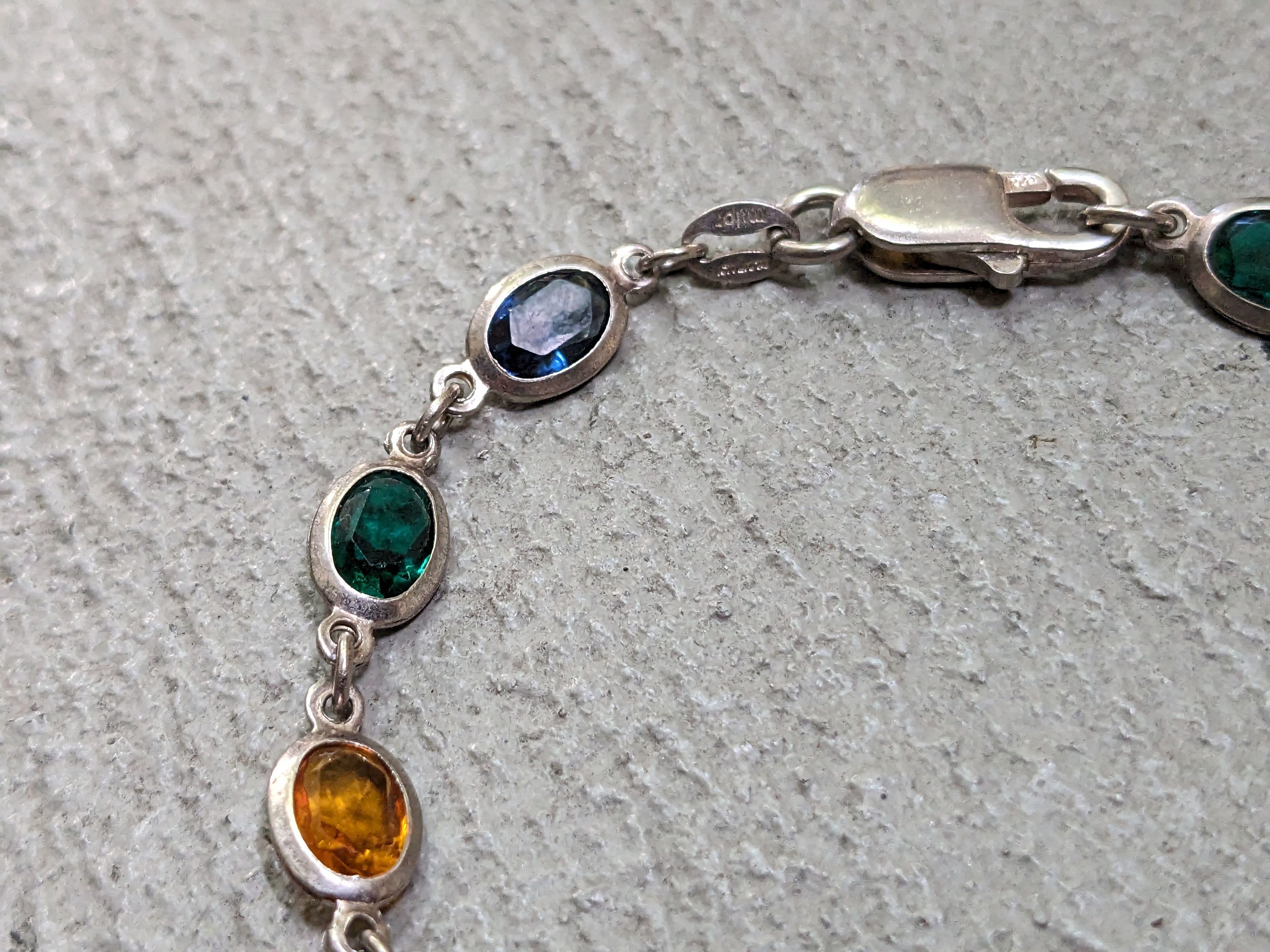 Jewelry Vintage Sterling Silver Bracelet 7.25" Milor Italy Rainbow Size ONE SIZE - 6 Thumbnail