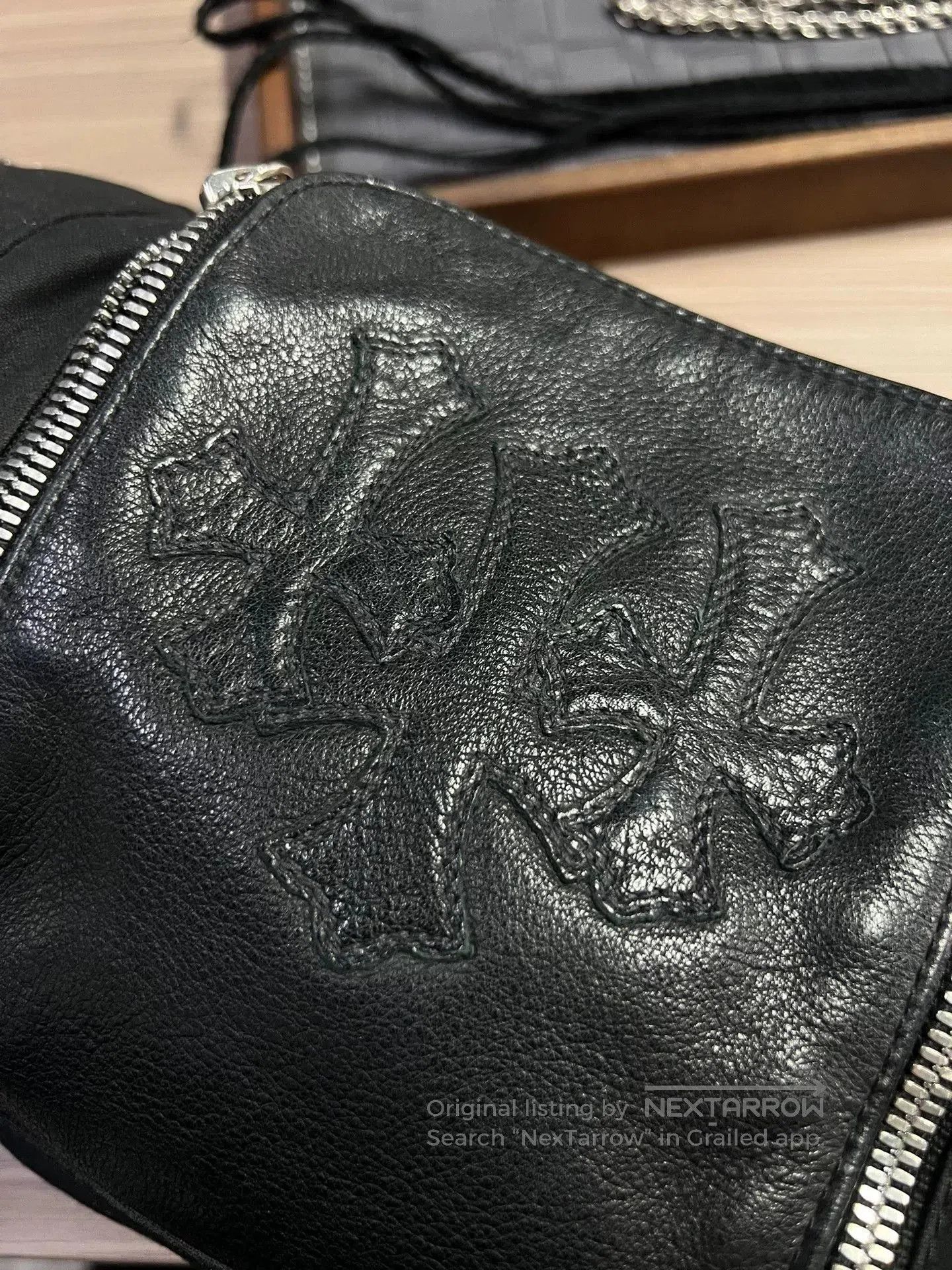 Chrome Hearts Chrome Hearts Black Leather Wash Bag. Size ONE SIZE - 5 Thumbnail