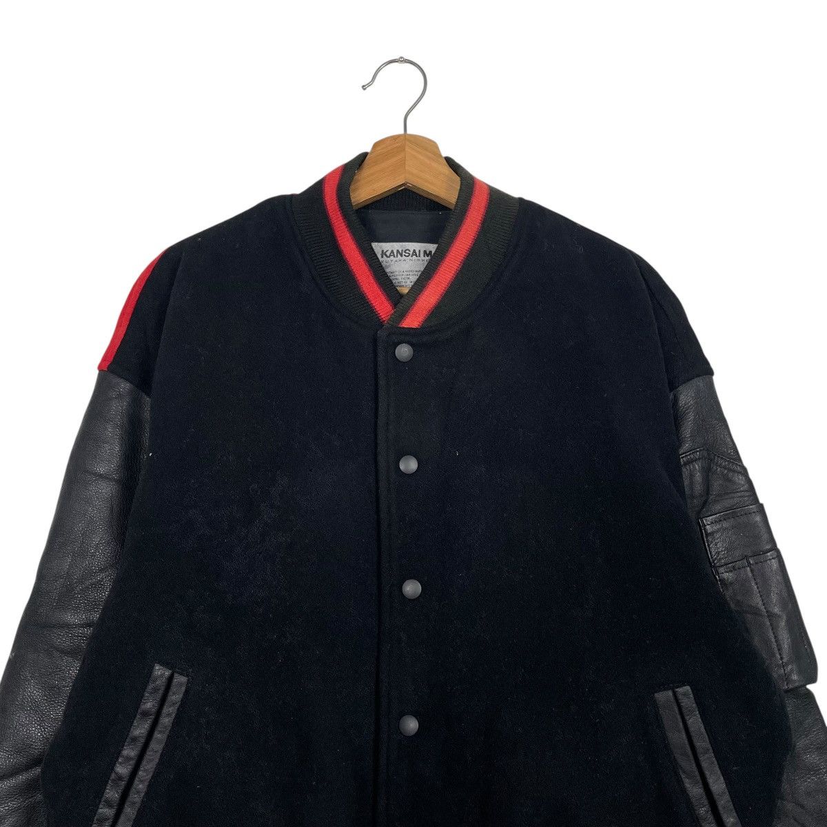 Kansai Yamamoto Vtg Kansai Man Yutaka Nishimura Leather Varsity Jacket Size US M / EU 48-50 / 2 - 4 Thumbnail