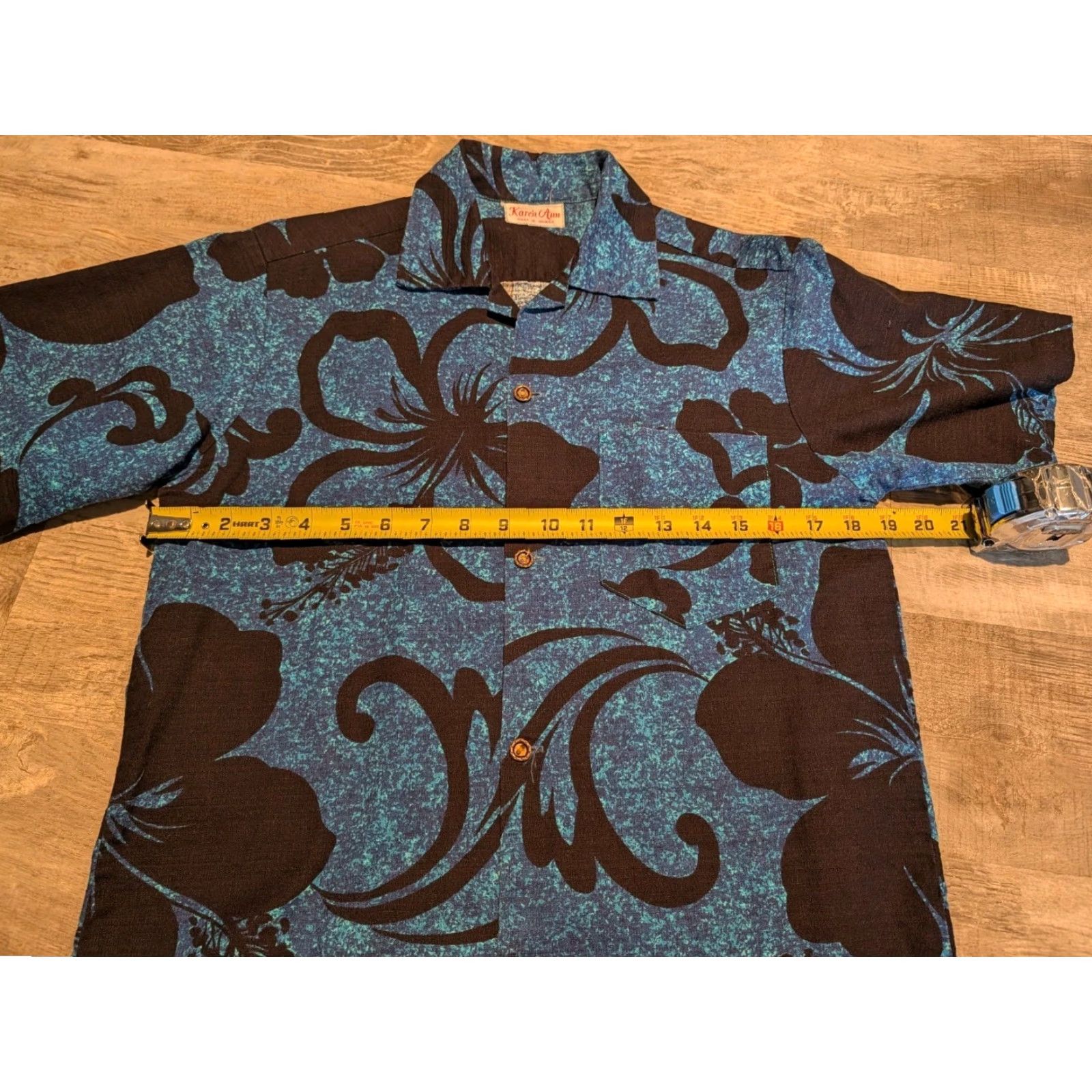 Vintage VINTAGE Karen Ann Hawaiian Shirt Mens Small Blue Floral 1970s Cotton Short Sleeve 38" Chest 27" Length US Made Mens Size US S / EU 44-46 / 1 - 6 Thumbnail