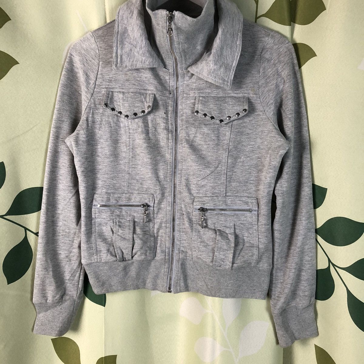 Japanese Brand Cecil Mcbee Grey multipocket jacket sweater #7419 Size M / US 6-8 / IT 42-44 - 3 Thumbnail