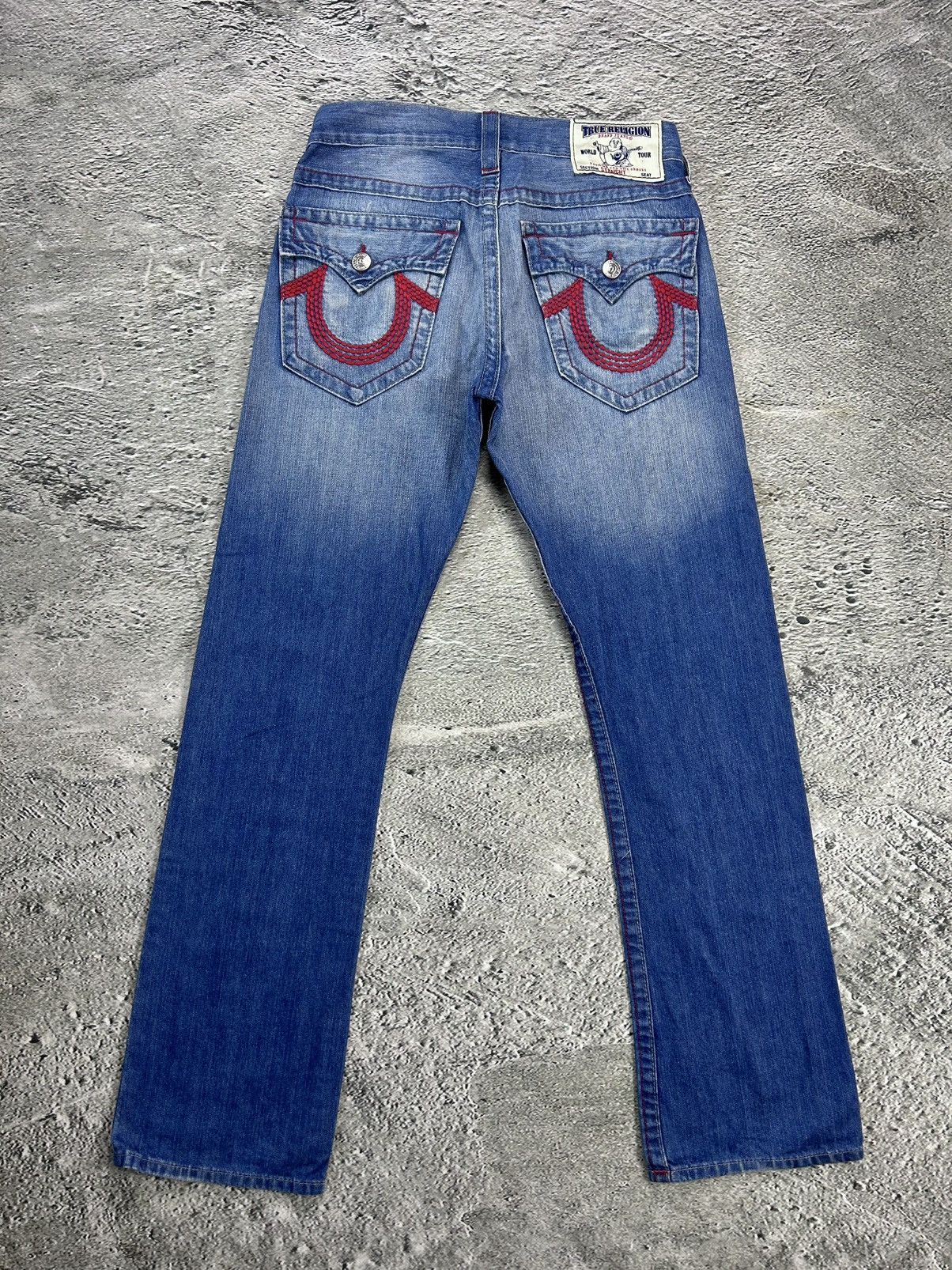 True Religion True Religion vintage blue jeans straight red logo Y2K Size US 31 - 1 Thumbnail