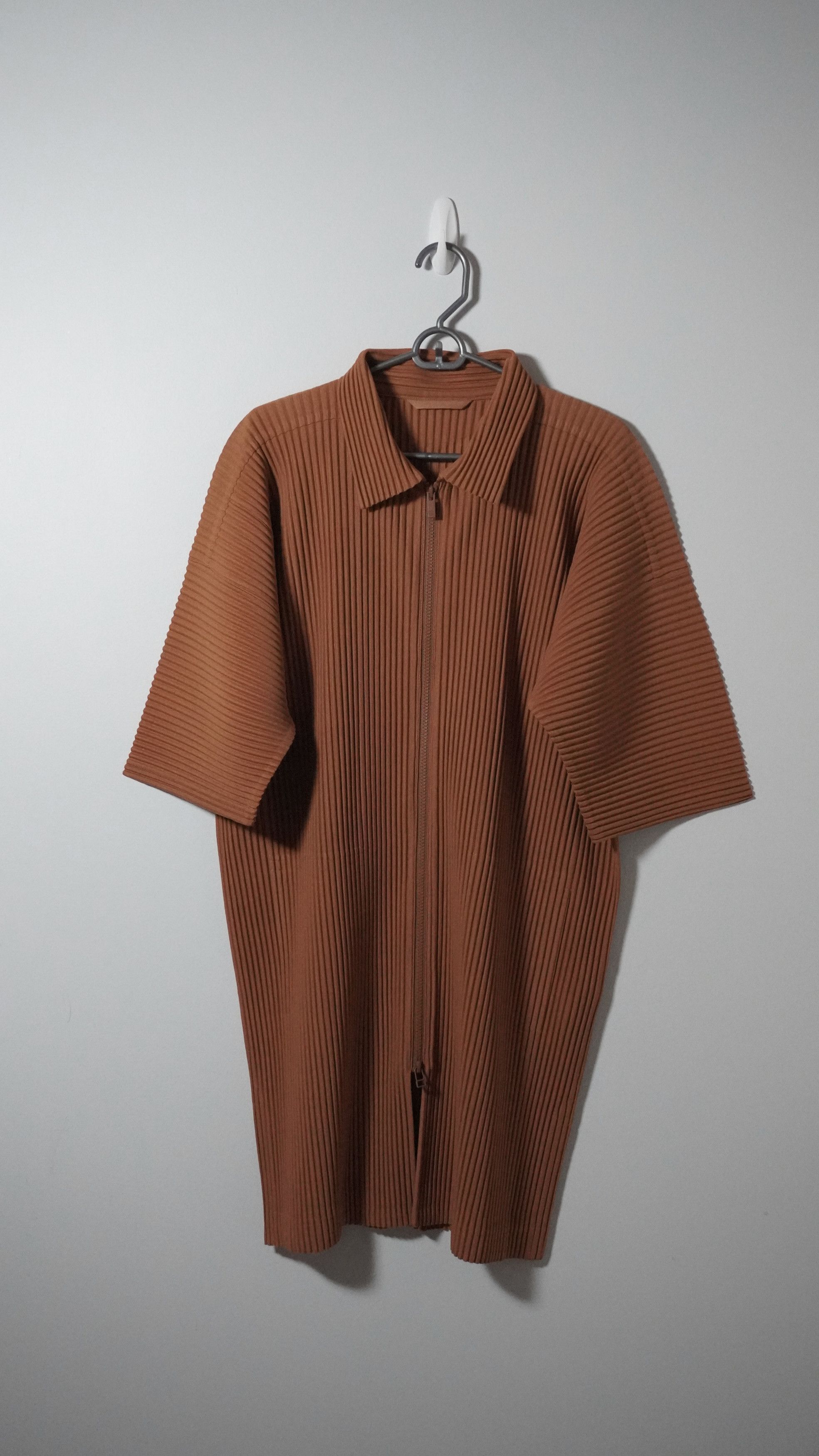 Homme Plisse Issey Miyake 3/4 Sleeve Zip Polo Size US L / EU 52-54 / 3 - 1 Thumbnail