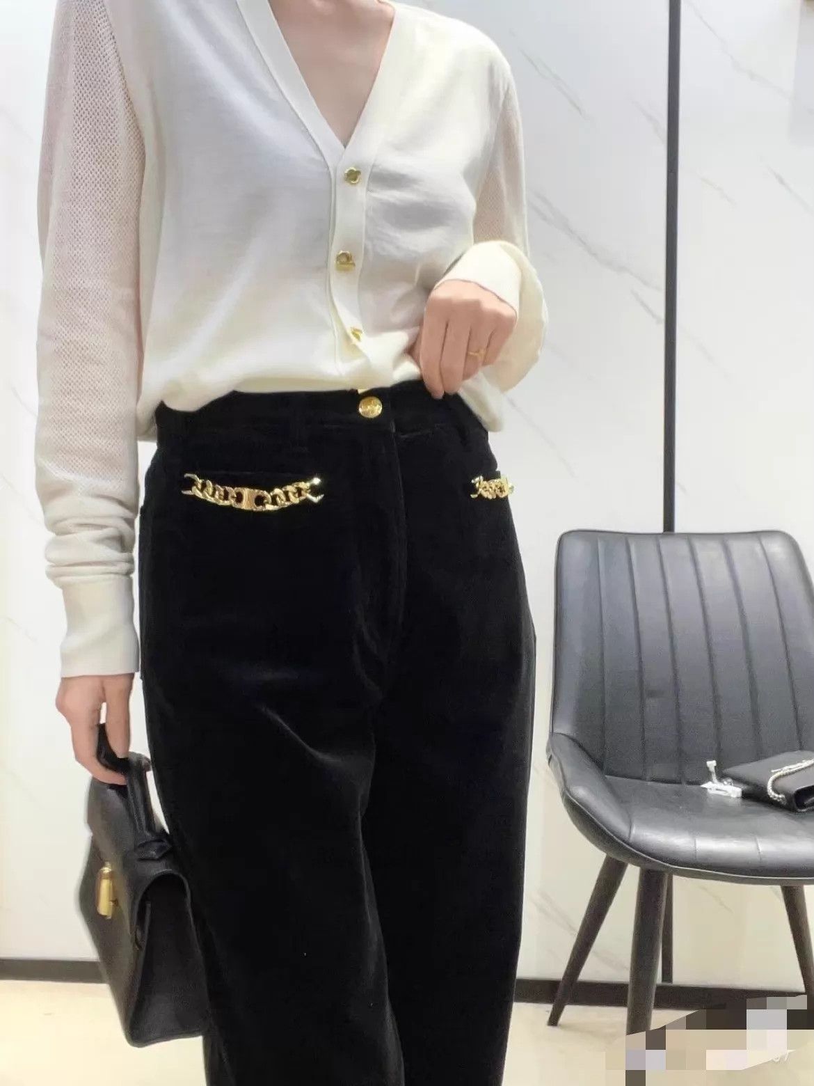 Celine CELINE mid-rise straight-leg velvet pants size 31 slim Size 31" - 8 Thumbnail