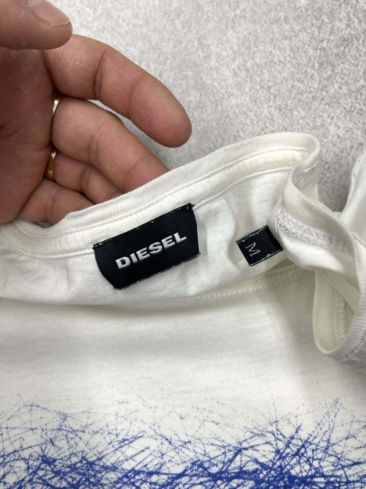 Diesel Mens Diesel T Shirt White Big Logo Punk Y2K Size M Size US M / EU 48-50 / 2 - 6 Thumbnail