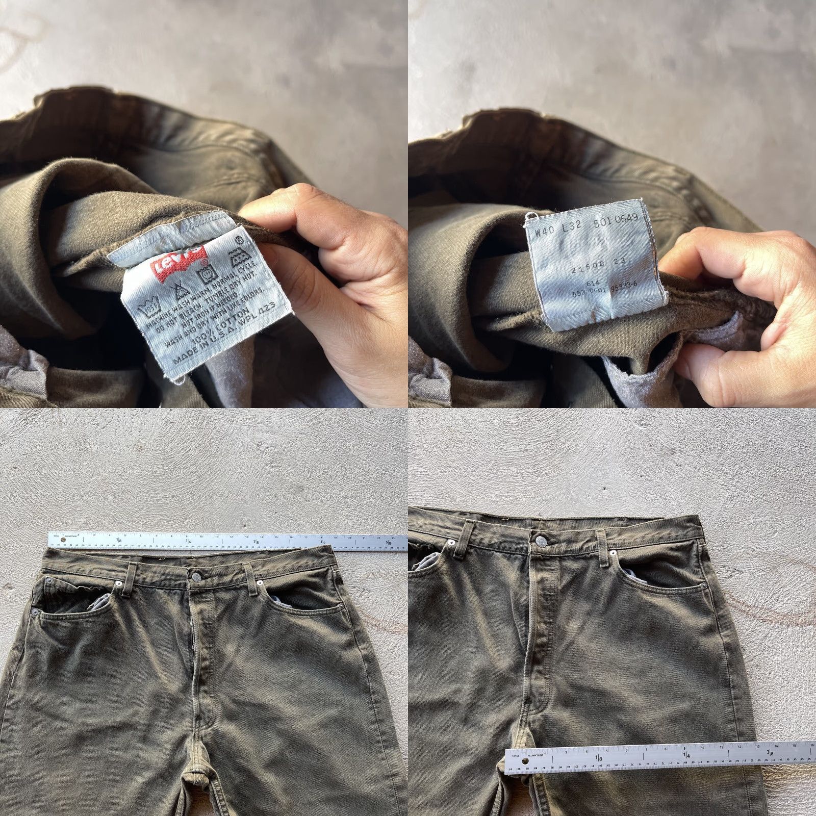 Levi's VINTAGE Levi's Jeans 501 Button Fly Straight Denim 36x32 Green 80s 90s American Mens Size US 36 / EU 52 - 8 Thumbnail