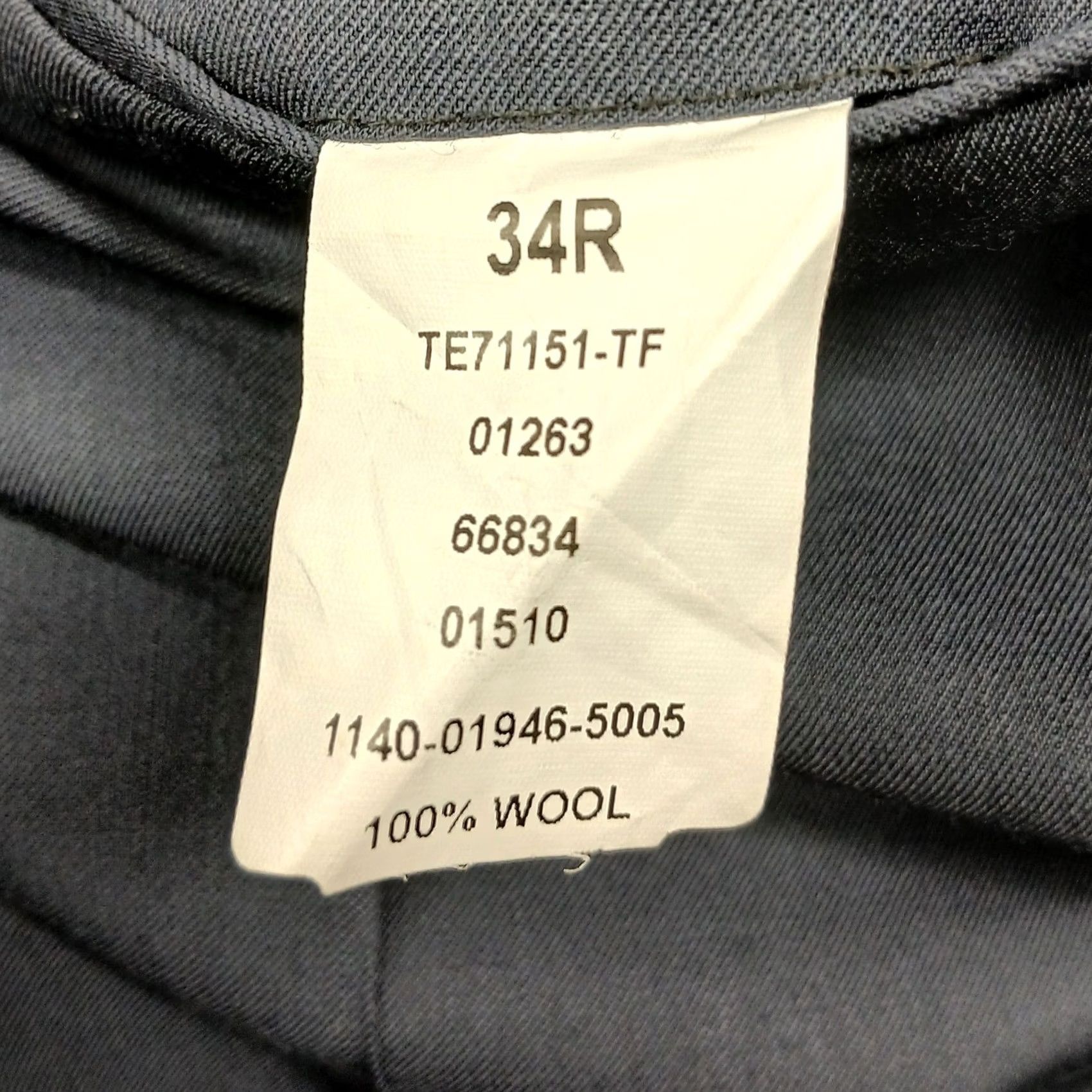 Vintage VINTAGE? No. 100% Wool Dress Pants Men 34R Navy Blue Flat Front Suit Pants Gray 34 Regular Wool Trousers Formal Wear Pockets Mens Dress Pants Size 34R - 4 Thumbnail