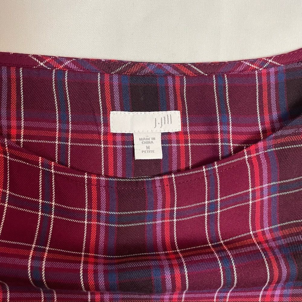 J. Jill J. Jill Red Plaid Tartan Boat Neck Blouse Size M Petite Size M / US 6-8 / IT 42-44 - 7 Thumbnail
