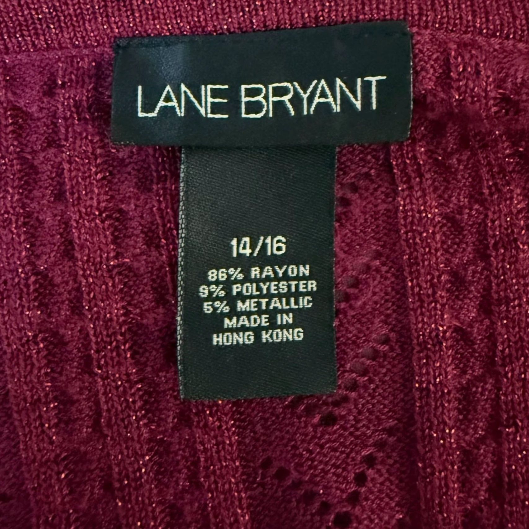 Vintage Lane Bryant Metallic Knit Tie-Waist Cropped Cardigan Red Women's 16 Cardigan Bohemian Preppy City Winter Spring Fall Knit Open Sleeve Long Sleeve Size XXL / US 16-18 / IT 52-54 - 7 Thumbnail