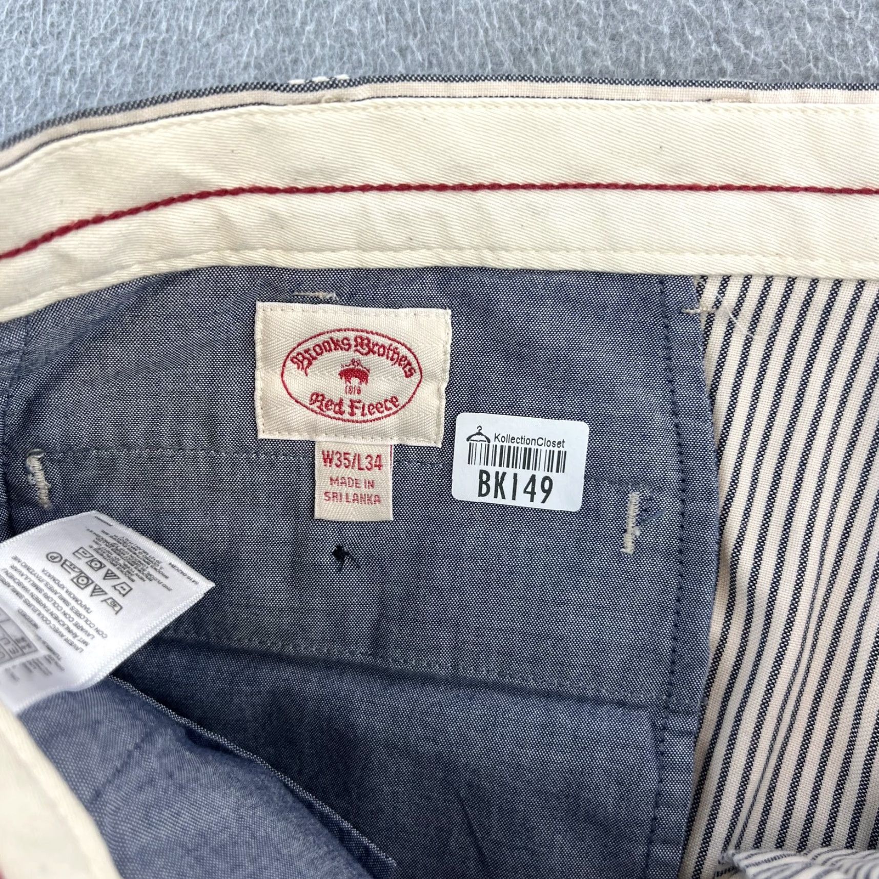 Brooks Brothers VINTAGE Brooks Brothers Red Fleece Pants Mens 35x34 White Navy Striped Classic Size US 35 - 5 Thumbnail