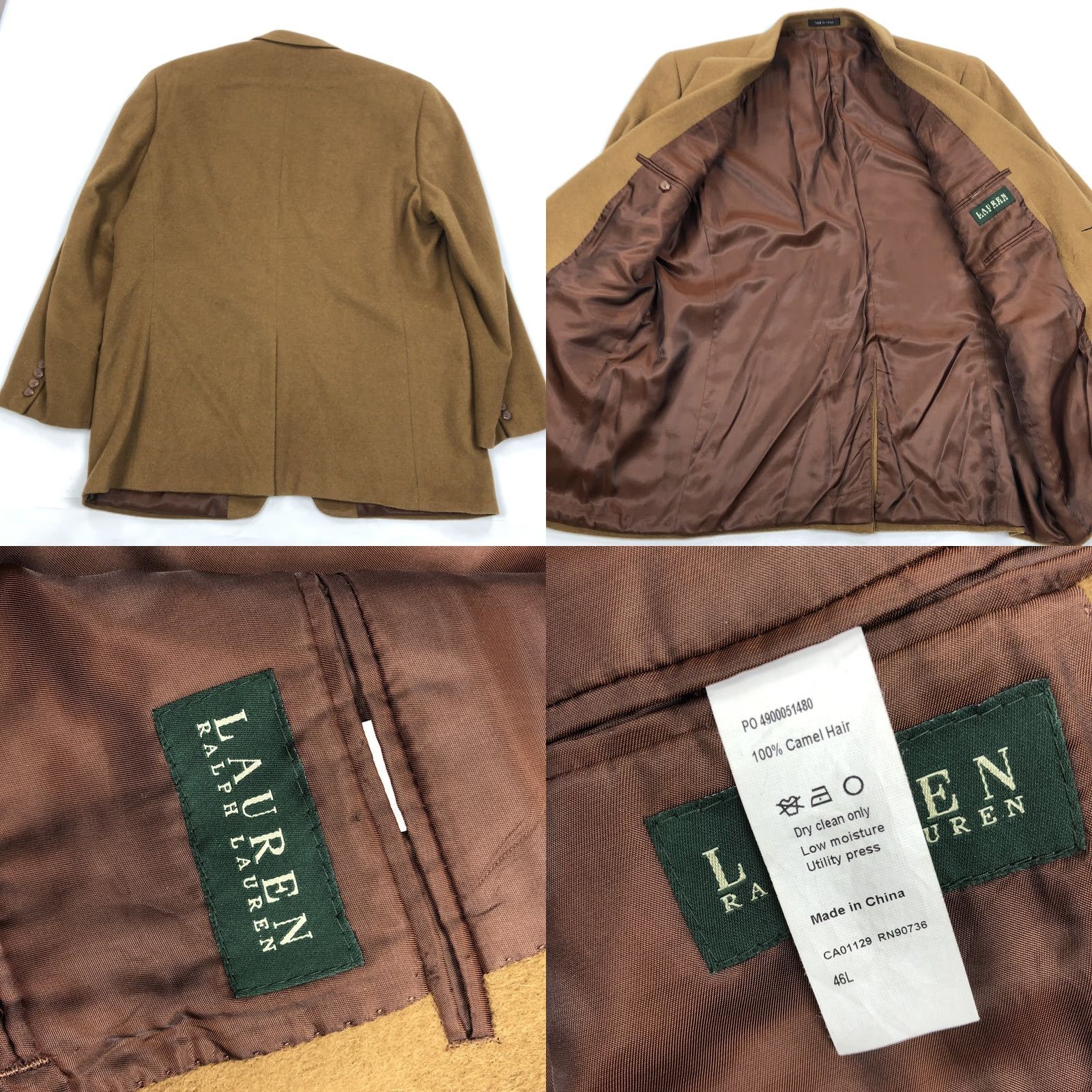 Ralph Lauren Ralph Lauren Men’s 46L Camel Hair Two Button Blazer Jacket Brown Size 46R - 8 Thumbnail