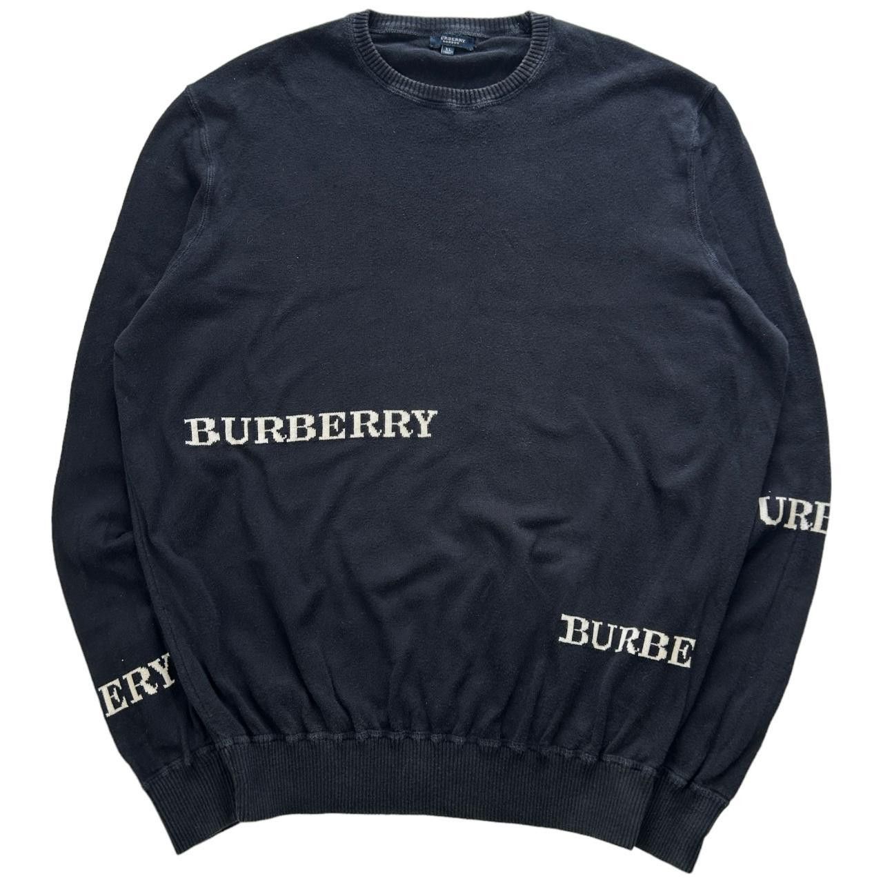 image of Vintage Burberry Knit Jumper Size XL in Navy, Men's