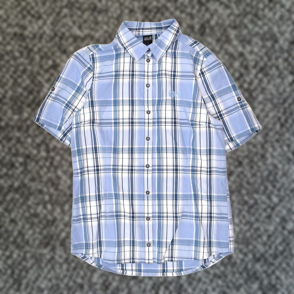 Jack Wolfskin JACK WOLFSKIN Womens Shirt Blue Check Cotton XS UK 6 Short Sleeve Size M / US 6-8 / IT 42-44 - 1 Thumbnail