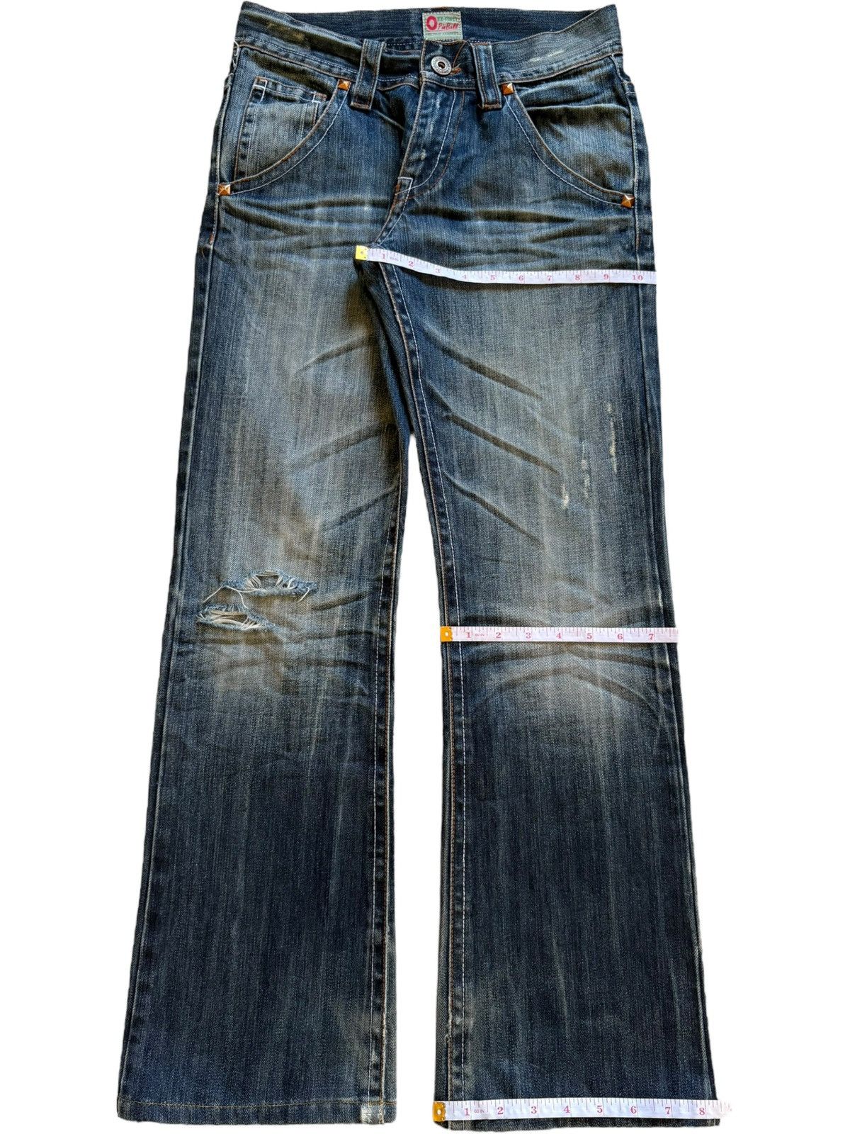 Japanese Brand Vintage Japanese Brand Blue Wash Distressed Bootcut Jeans Size 29" - 15 Thumbnail