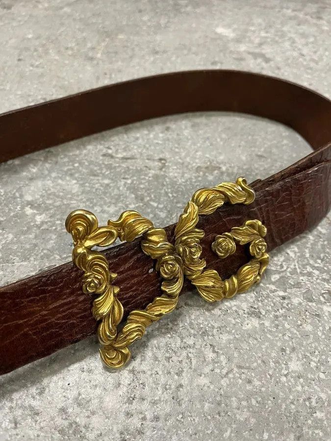 Dolce & Gabbana AW2006 Dolce & Gabbana Baroque Golden Buckle Leather Belt Size ONE SIZE - 2 Thumbnail