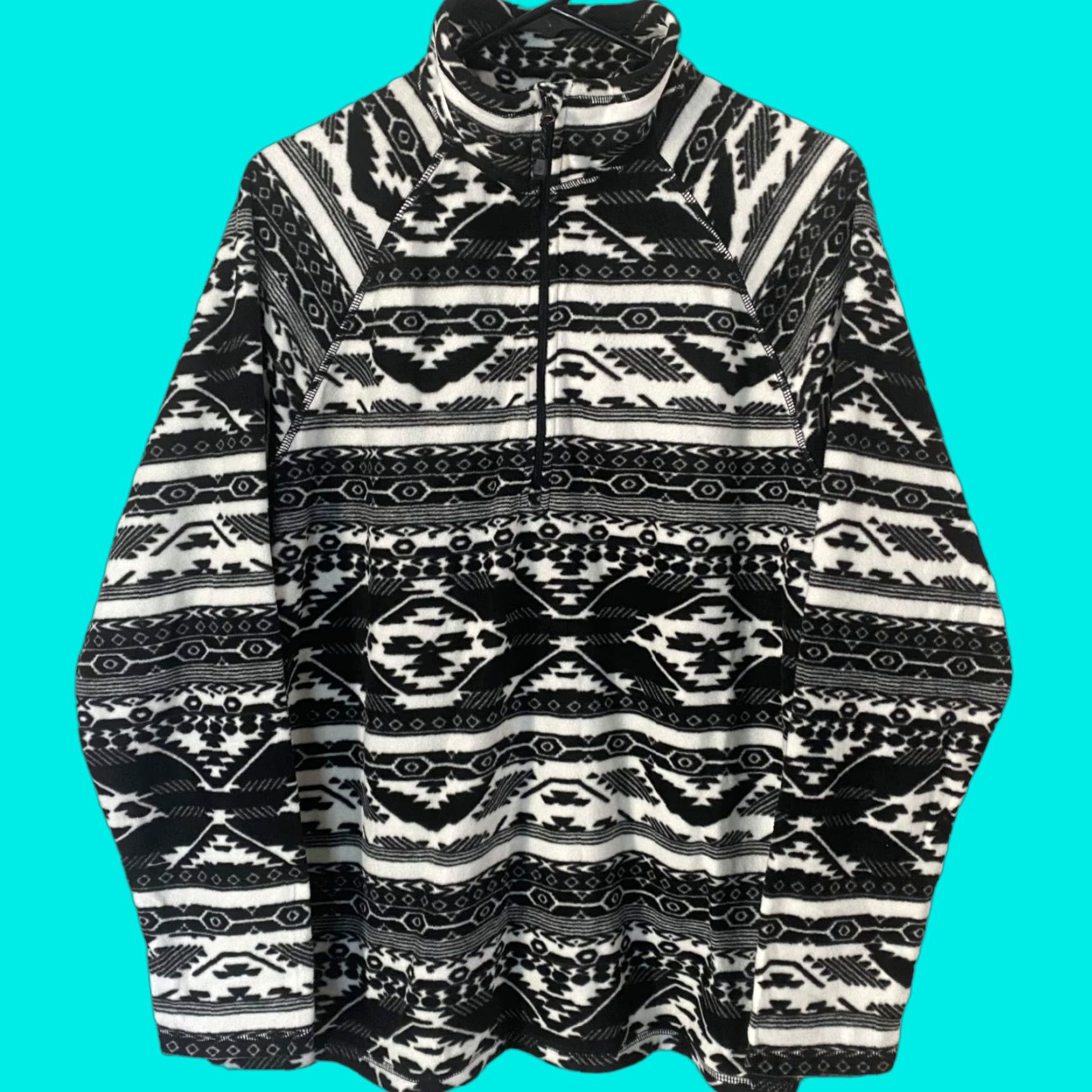 Eddie Bauer VINTAGE Eddie Bauer Ultra Soft Fleece 1/4 Zip Sweater Womens XL Black Aztec Pullover Size XL / US 12-14 / IT 48-50 - 1 Thumbnail