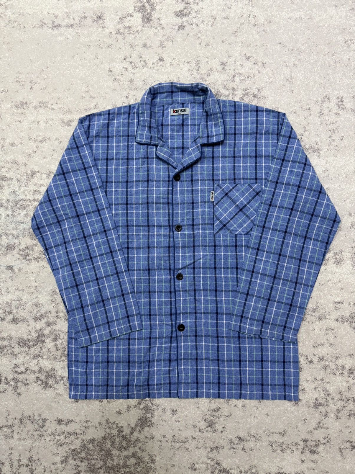 Kansai Yamamoto Kansai Bule Plaid Cotton Flannel pyjama Button Up Size US L / EU 52-54 / 3 - 3 Thumbnail