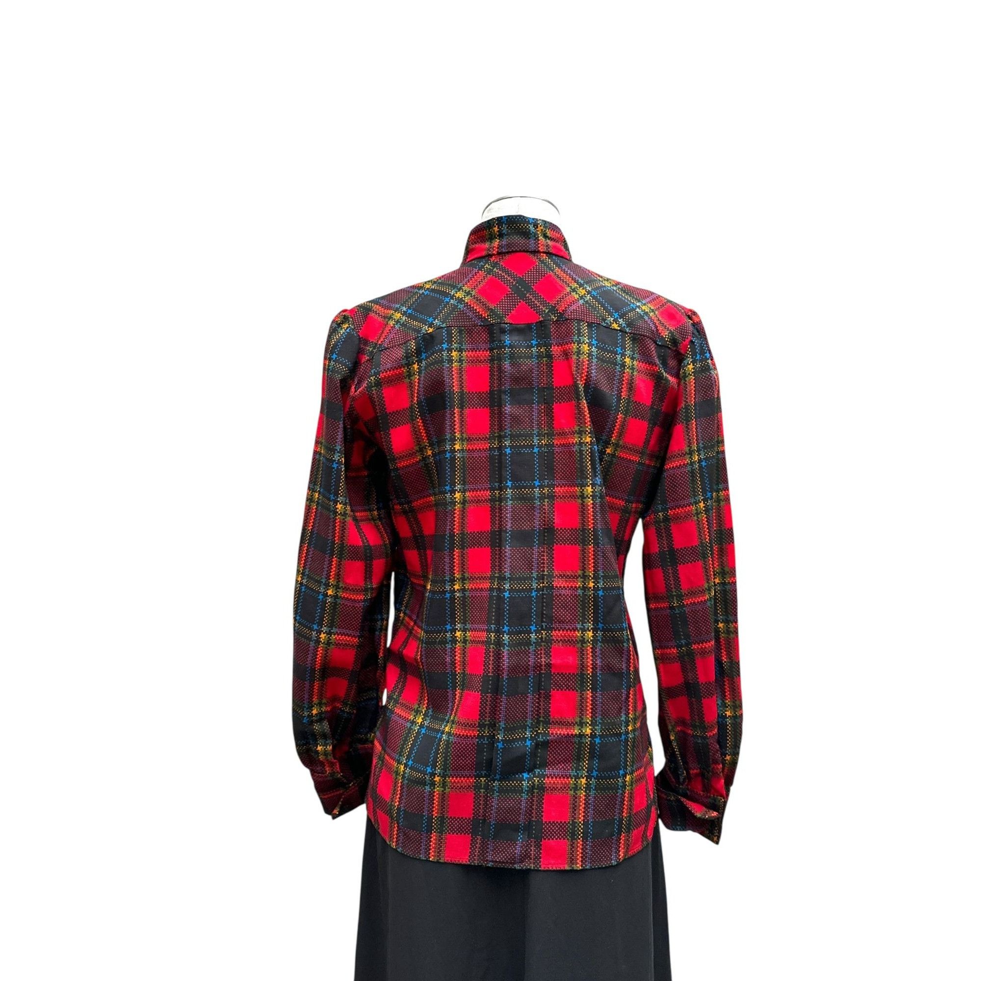 Yves Saint Laurent 1970s Red Checkered Wool Shirt Size S / US 4 / IT 40 - 4 Thumbnail