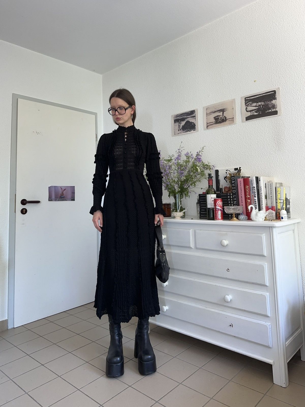 Designer × Sandro sandro black pointelle dress Size XS / US 0-2 / IT 36-38 - 3 Thumbnail
