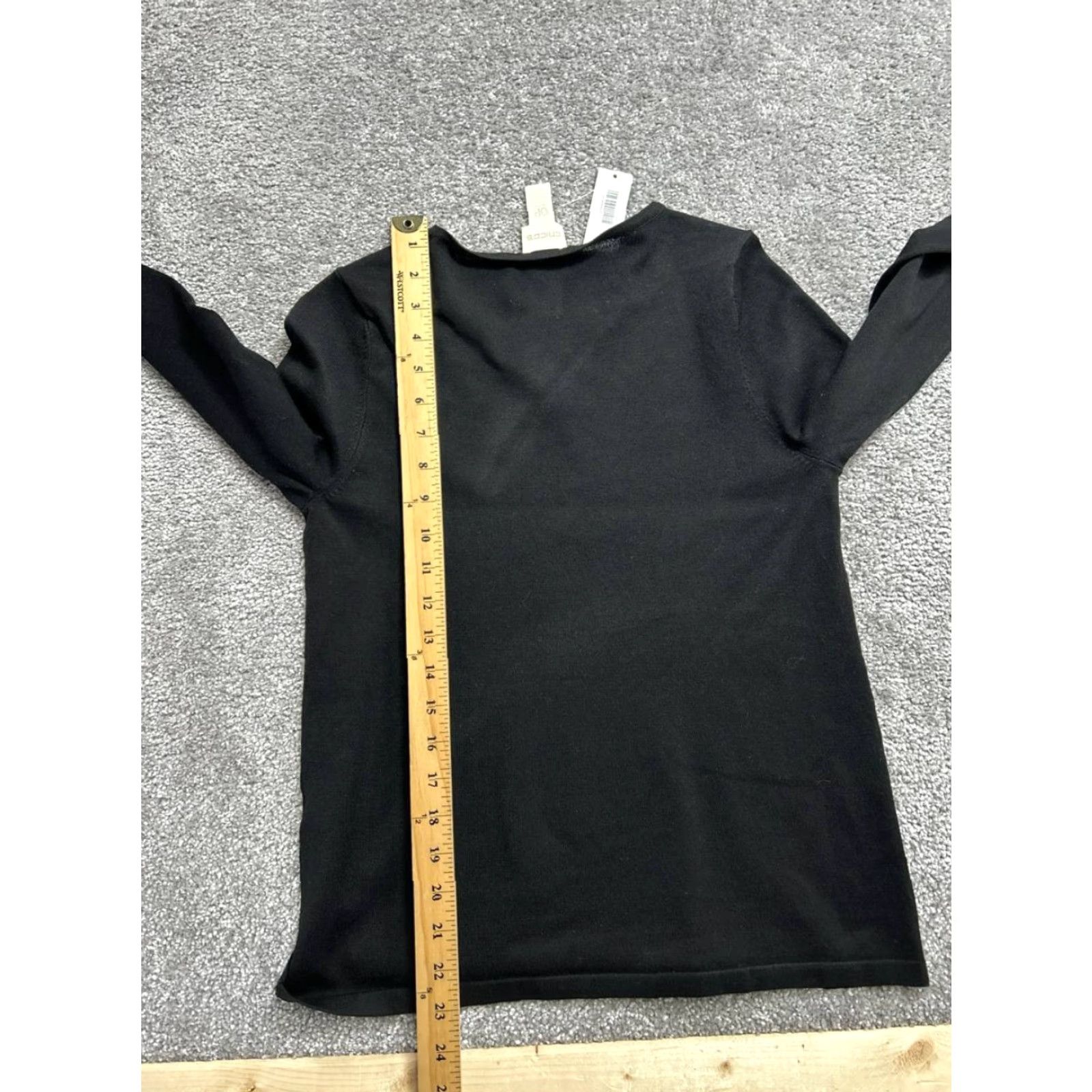 Vintage Chicos Sweater 0 Petite Black Button Detail Pullover Crew Neck Basic New Womens Size XS / US 0-2 / IT 36-38 - 5 Thumbnail