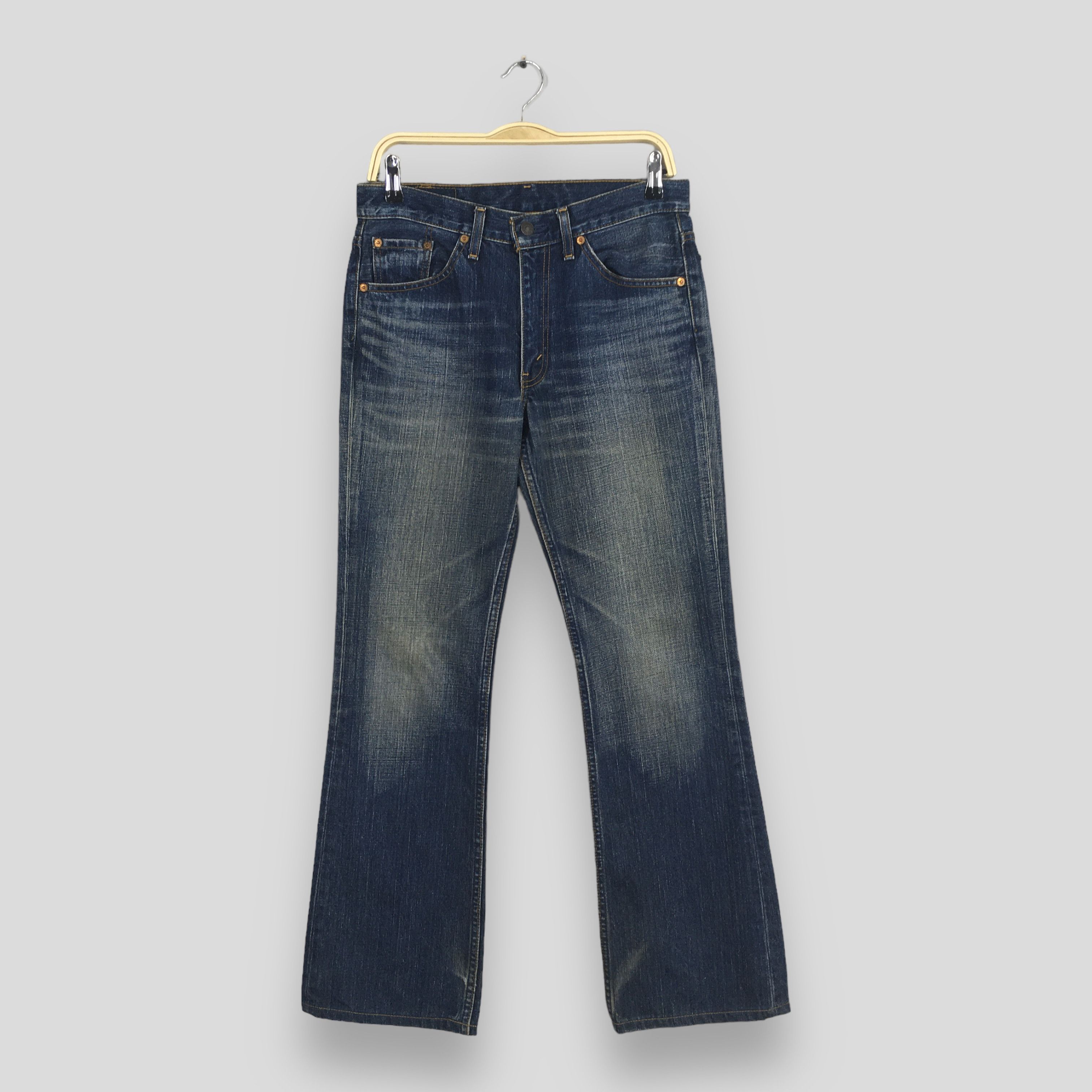image of Size 29X30.5 Levi's 517 Faded Stonewash Flare Bootcut Jeans in Blue, Men's