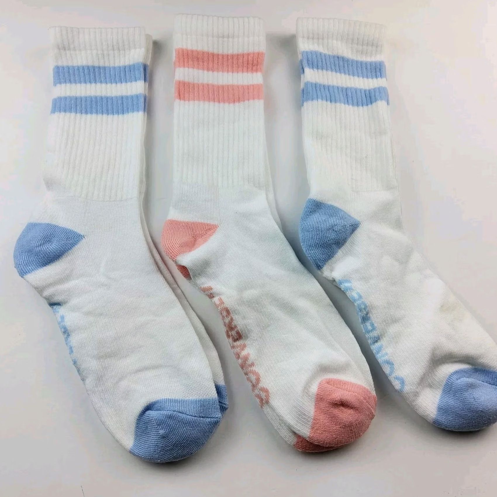 Converse Converse Crew Socks Multicolor Stripe 3 Pairs 6-12 Cushioned Mid Calf Unisex Adults Size ONE SIZE - 3 Thumbnail