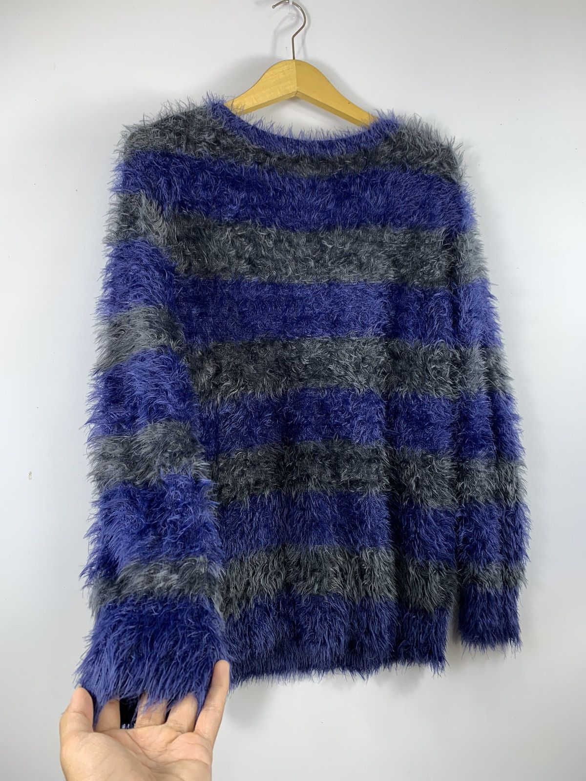 Issey Miyake × Japanese Brand Striped Fuzzy Mohair Grunge Distressed Kurt Cobain Style Size US M / EU 48-50 / 2 - 4 Thumbnail