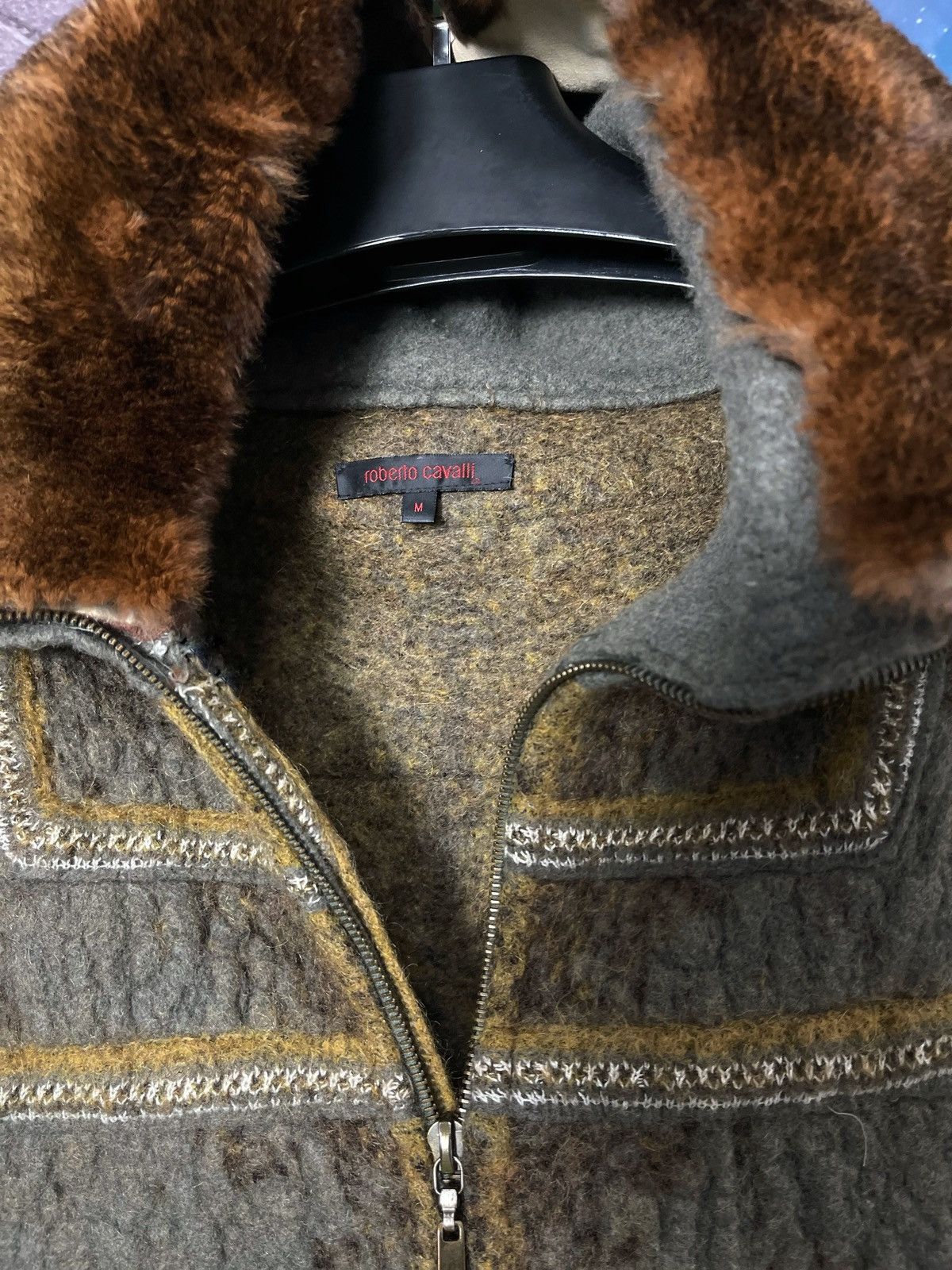 Roberto Cavalli × Vintage VINTAGE WOOL COAT with fur collar Roberto Cavalli Size M Size US M / EU 48-50 / 2 - 5 Thumbnail