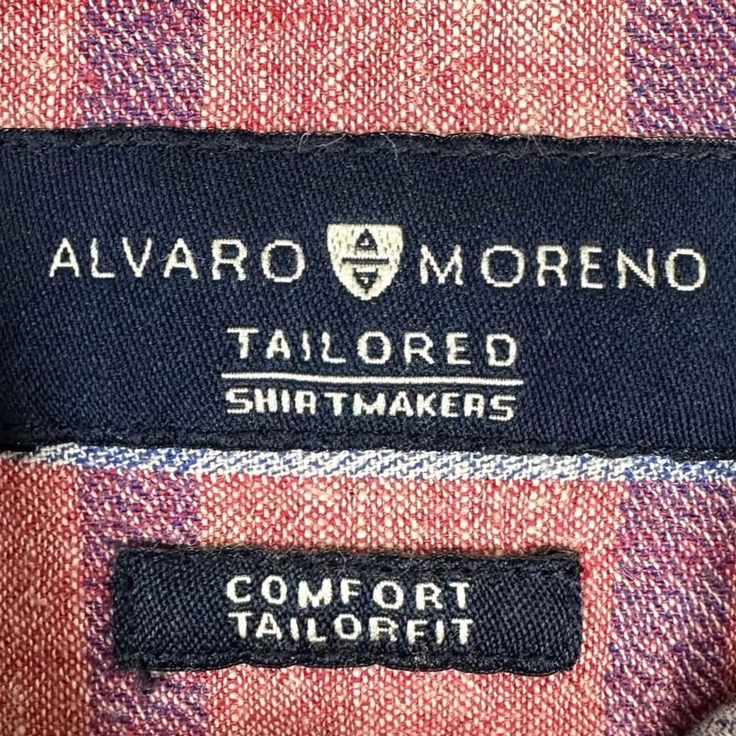 Vintage Alvaro Moreno Linen Blend Button-Down Shirt Men Large Red Plaid Tailored Shirt 43 MENS Regular Long Sleeve Button-Up Retro Preppy Size US L / EU 52-54 / 3 - 4 Thumbnail