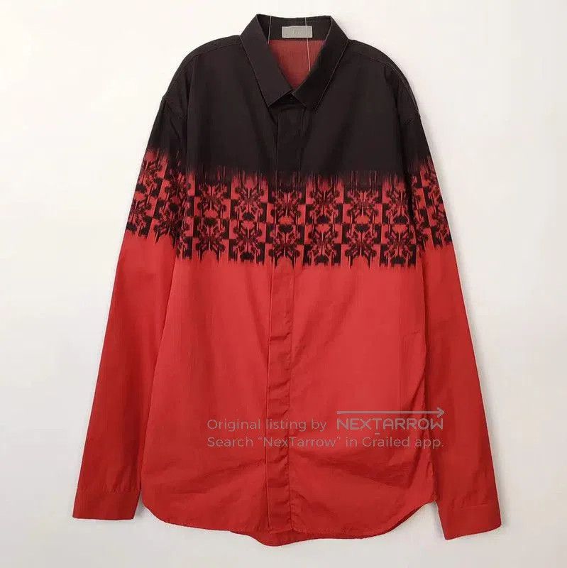 Dior Dior Red Cotton Men's Long Sleeve Shirt . Size US M / EU 48-50 / 2 - 1 Thumbnail