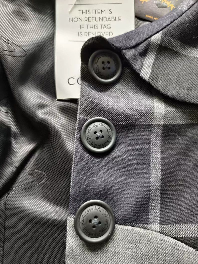 Vivienne Westwood Vivienne Westwood A black and gray checkered floral collar Size L / US 10 / IT 46 - 4 Thumbnail