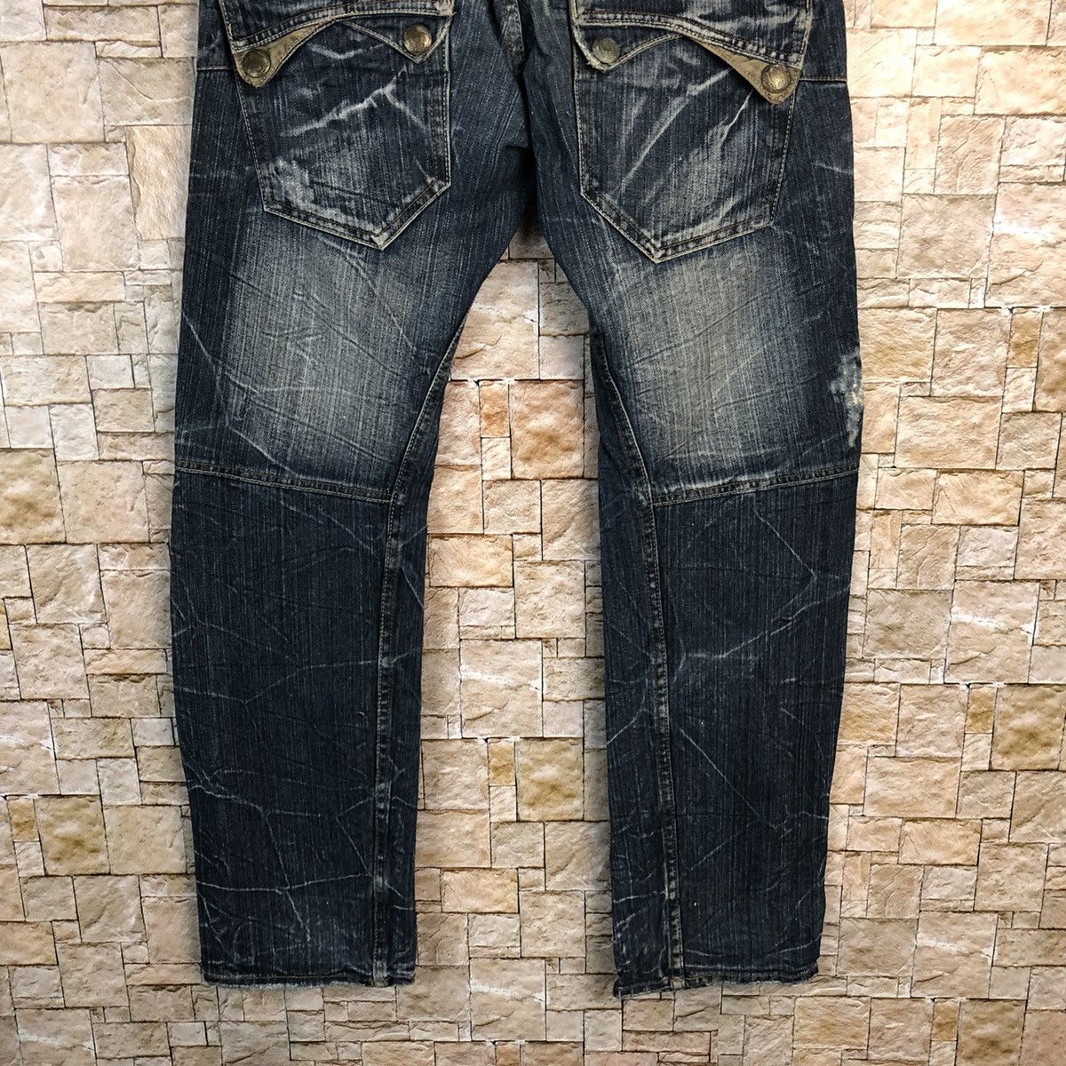 Japanese Brand DL Dominate faded double waist Distressed Denim Pants #A432 Size US 30 / EU 46 - 14 Thumbnail
