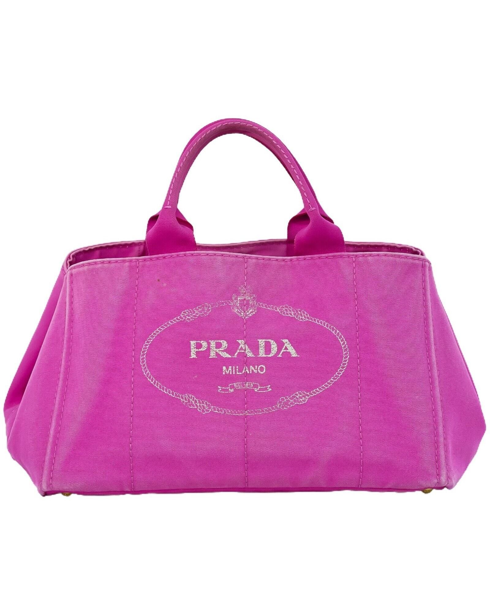 image of Prada Elegant Pink Canvas Bag With Practical Design By Italian Luxury Brand, Women's