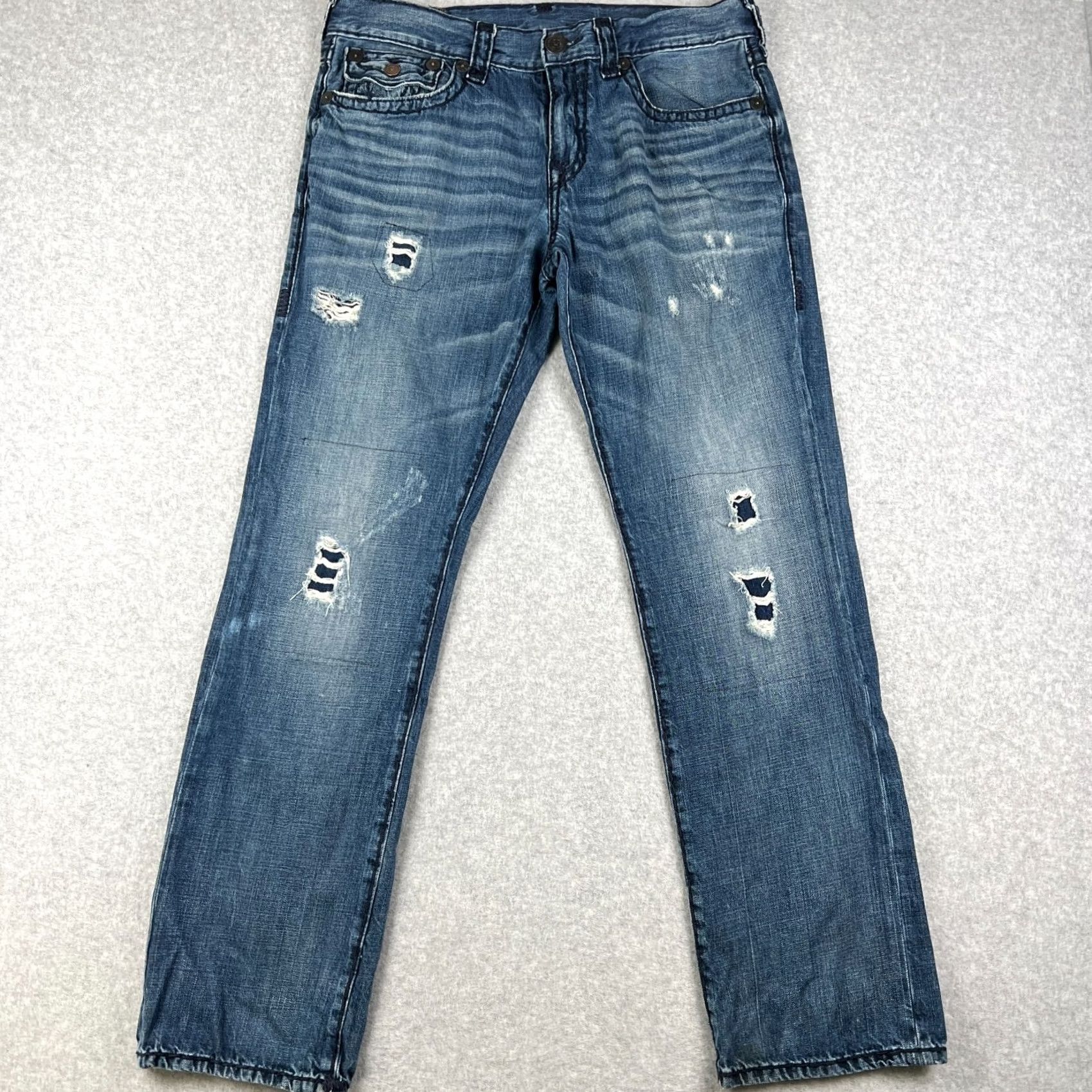 True Religion True Religion Ricky Super T Jeans Mens Relaxed Straight Blue 34x33 Pants Size US 34 / EU 50 - 2 Thumbnail
