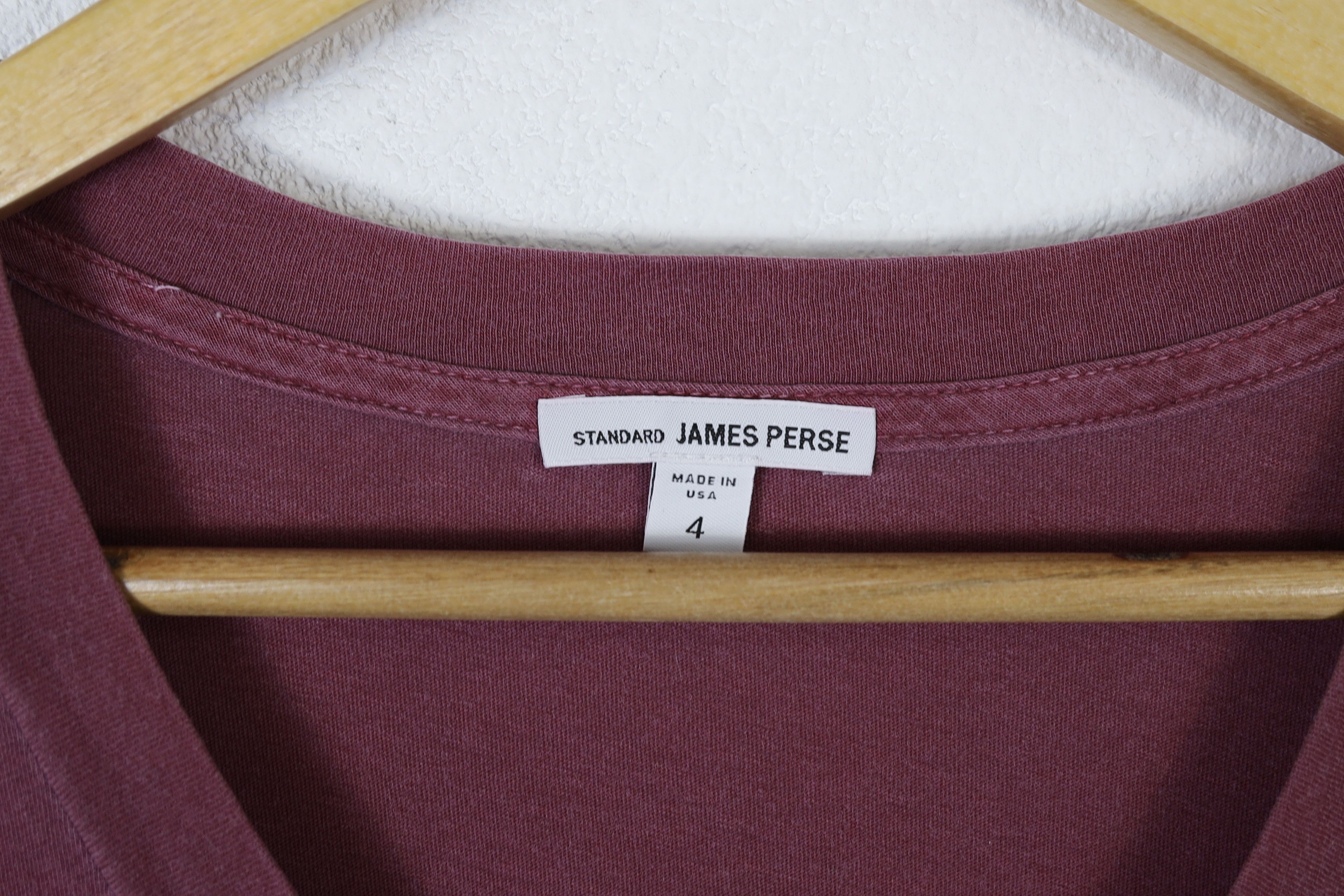 James Perse James Perse Washed Burgundy V-neck Tee T-shirt Size US XL / EU 56 / 4 - 5 Thumbnail