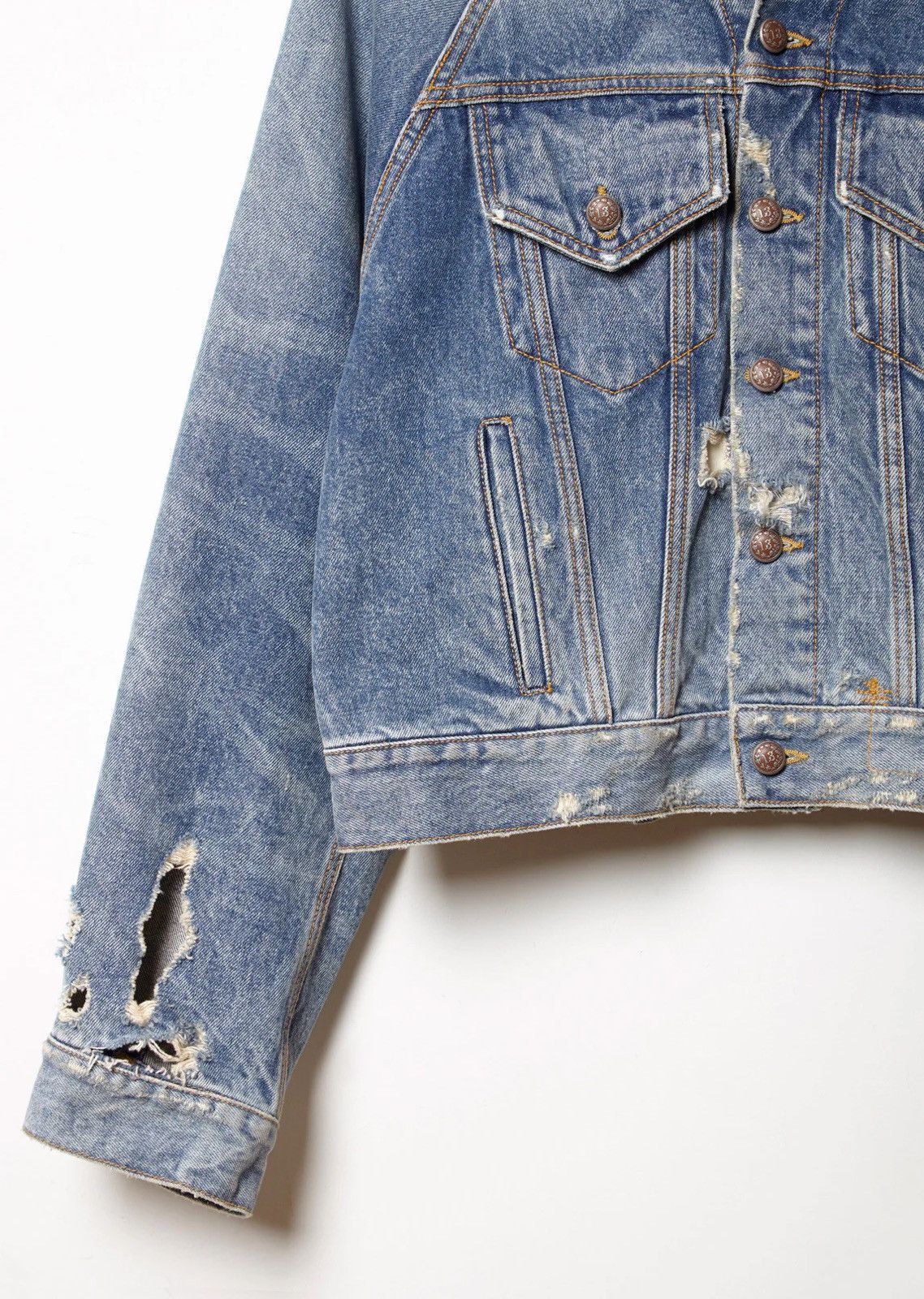 R13 R13 Raglan Denim Jacket Unisex Oversized Trucker Distressed Size US L / EU 52-54 / 3 - 12 Thumbnail