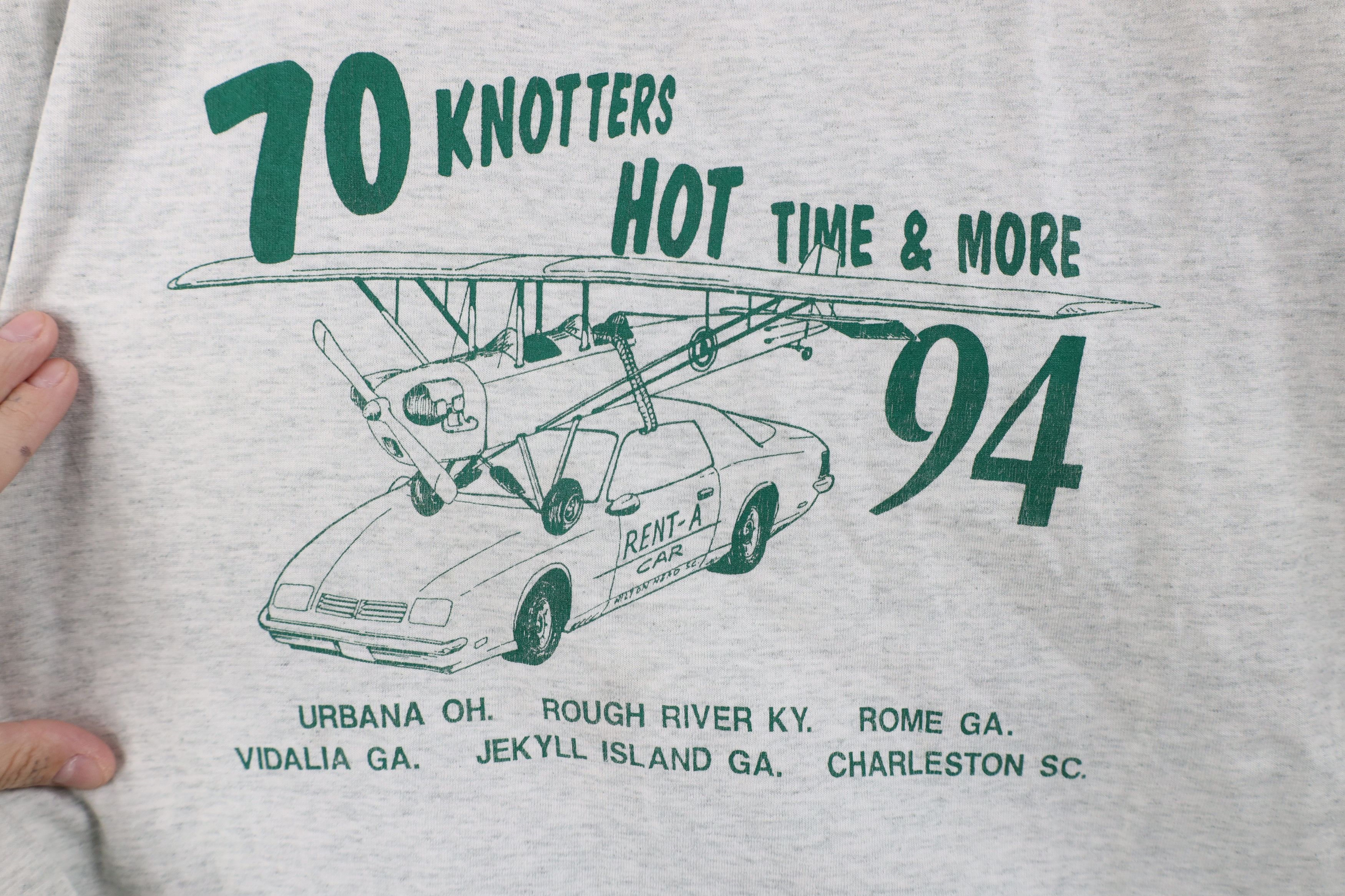 Vintage Vintage 90s Hot Time Airplane Short Sleeve T-Shirt Gray USA Size US XL / EU 56 / 4 - 4 Thumbnail