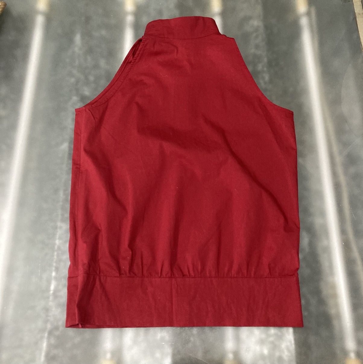 Japanese Brand 2000s Runway Deep Red Sleeveless Collar Top Y2K Size S / US 4 / IT 40 - 9 Thumbnail