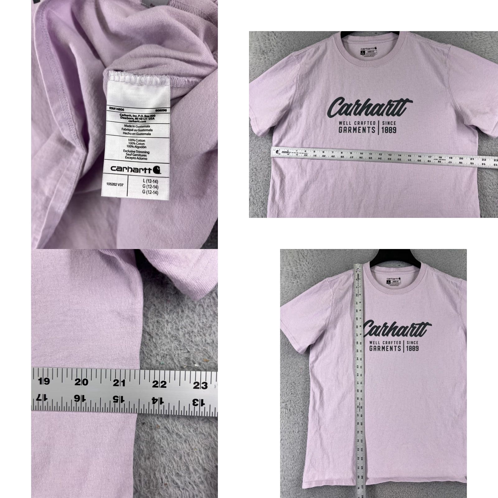 Carhartt Carhartt Shirt Womens Large Purple Short Sleeve Crew Neck 100% Cotton Workwear Size L / US 10 / IT 46 - 8 Thumbnail